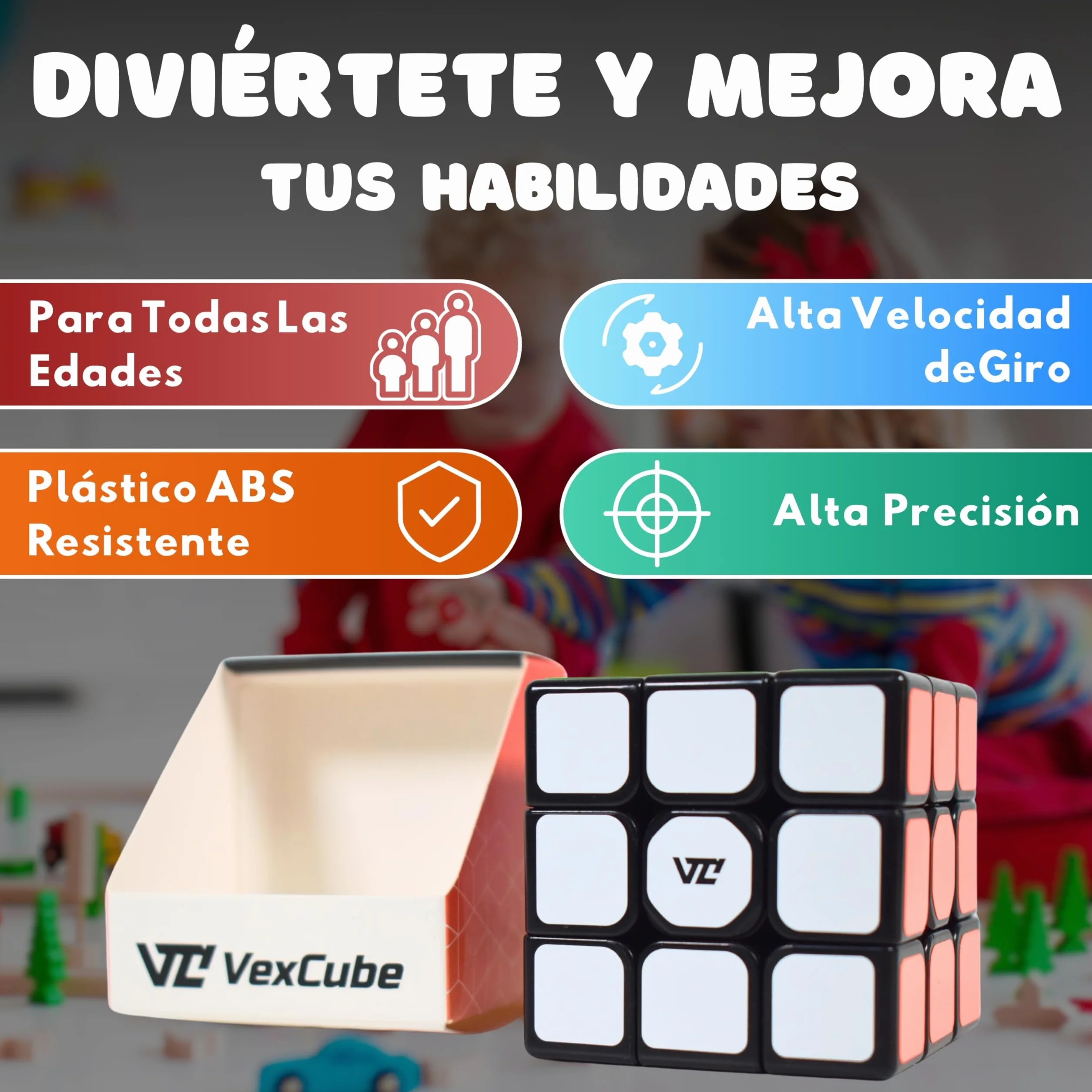 Cubo Mágico 3x3 Velocidad, Puzzle De Gran Resistencia, Speed Cube Rompecabezas Educativo para Niños Y Adultos, Tensión Ajustable, Adhesivos De Fibra De Carbono, 5.5 cm