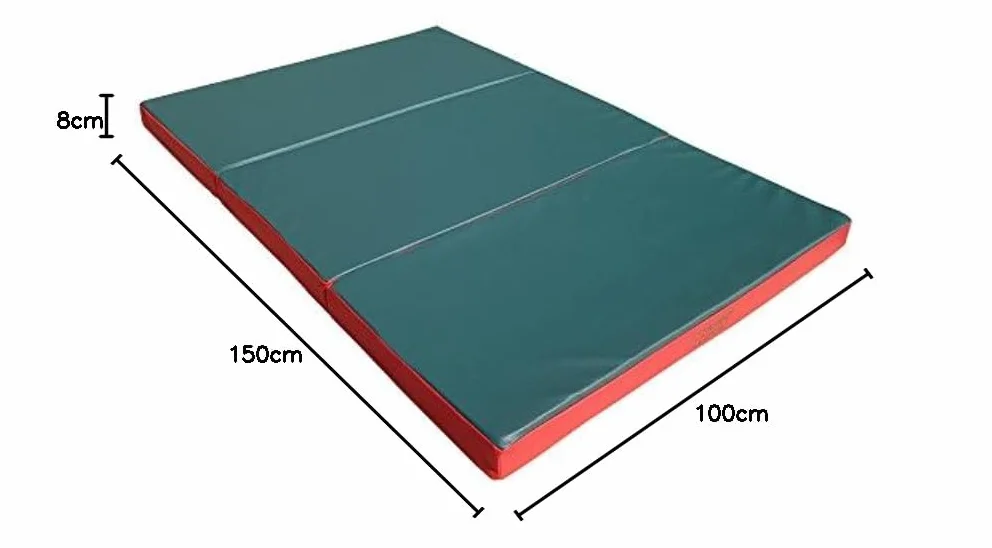NiroSport Esterilla de gimnasia plegable 150 x 100 cm verde rojo lavable