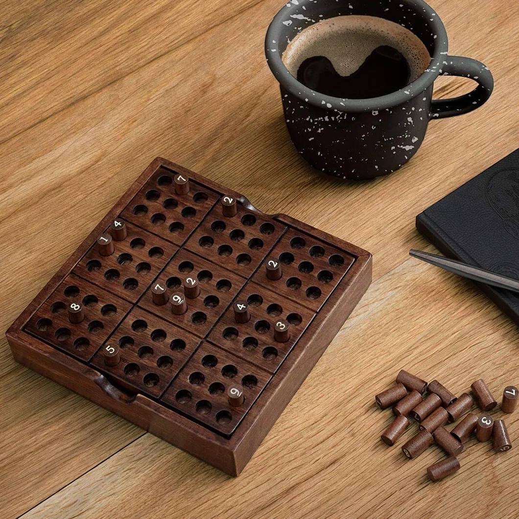 Iron & Glory Juego de Sudoku Rompecabezas de Madera para Adultos Juegos de Mesa de Acertijos Portátiles