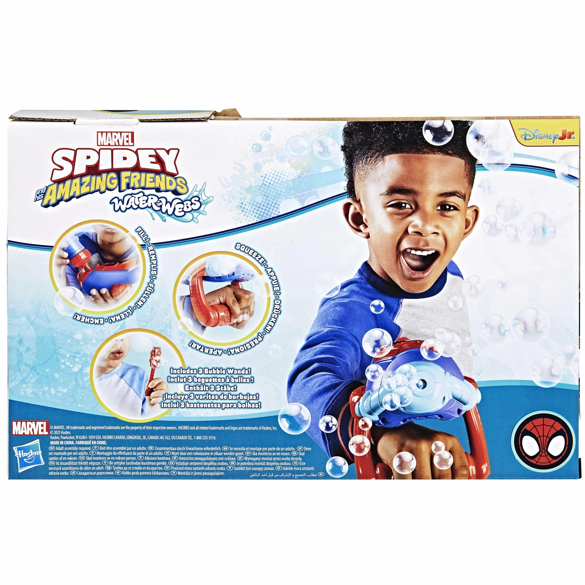 Marvel Spidey and His Amazing Friends, Water-Webs, Lanzaburbujas, Juguete electrónico para Juego de ro
