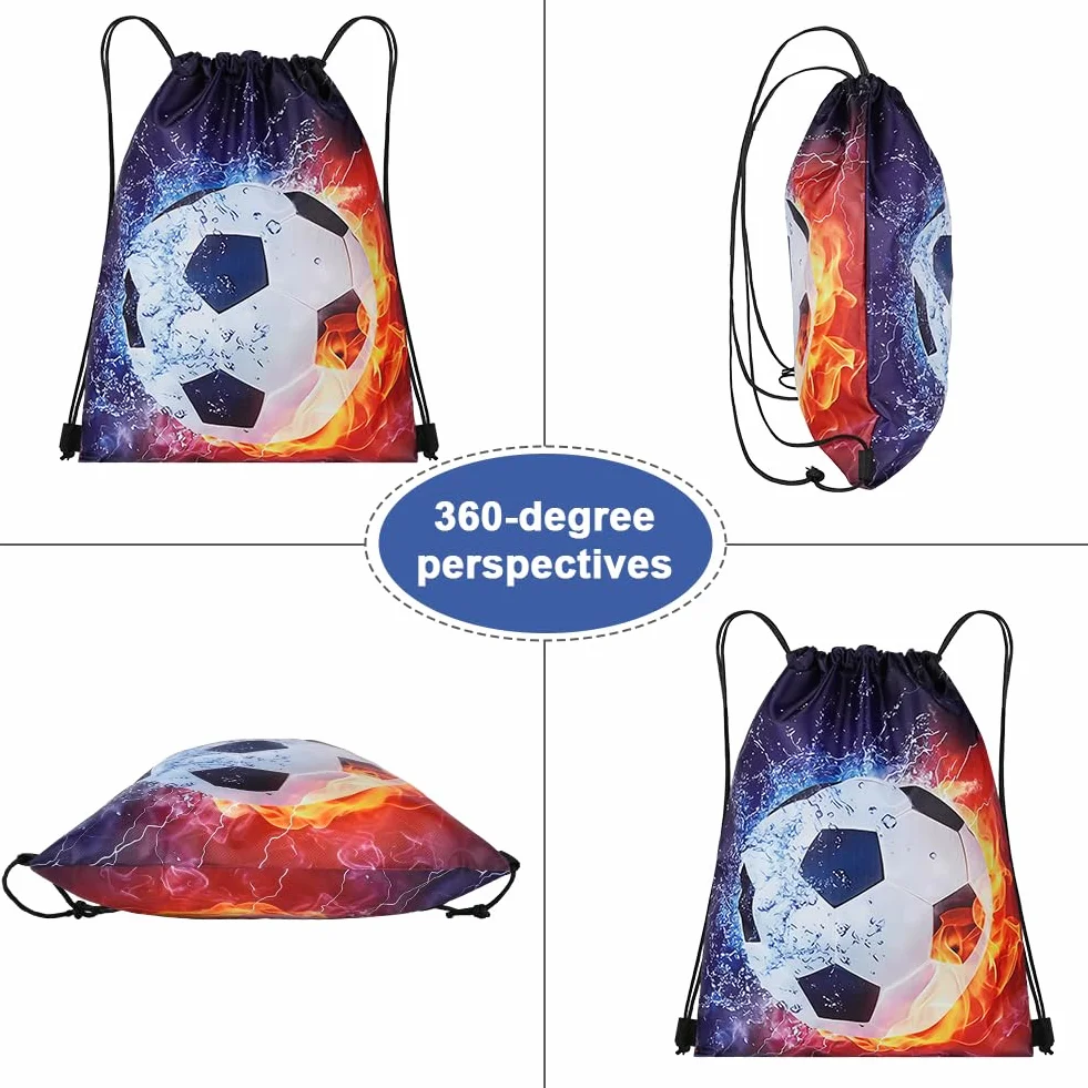 DiULi Mochila de Cuerda Deportiva con Estampado de Fútbol para Gimnasio, Playa y Viajes