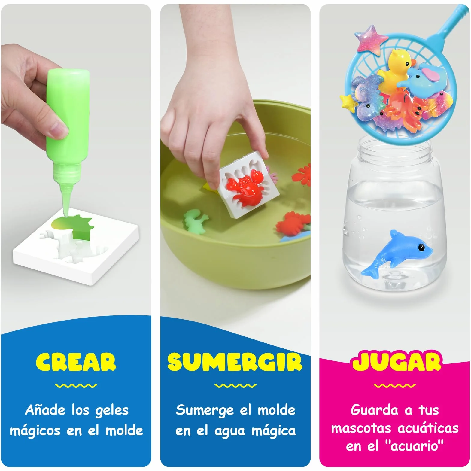 Coodoo Aqua Gelz Set, Juguete de Gel de Agua Mágico DIY, Juego de Gel Mágico con 10 Colores y 8 Moldes, Creativo Manualidades Niños, Juguetes Juegos Kit Pintura Regalo para Niños Niñas 3 4 5 6 Años