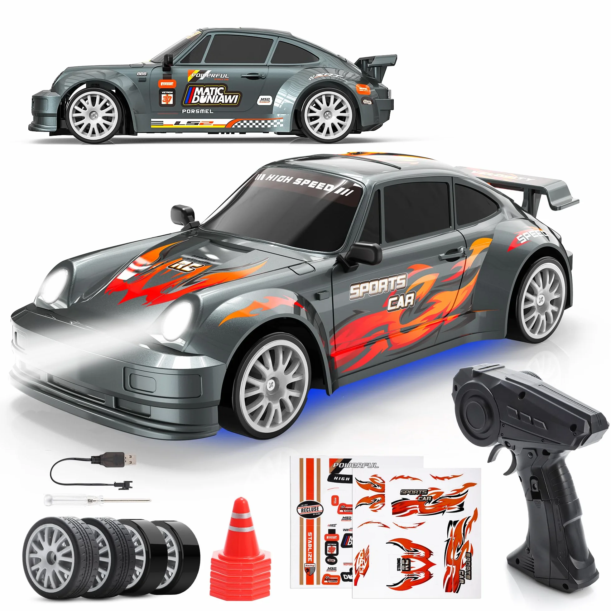 Coche RC Drift Car 4WD 1:24 2.4 GHz con Luces LED 10-15KM/H