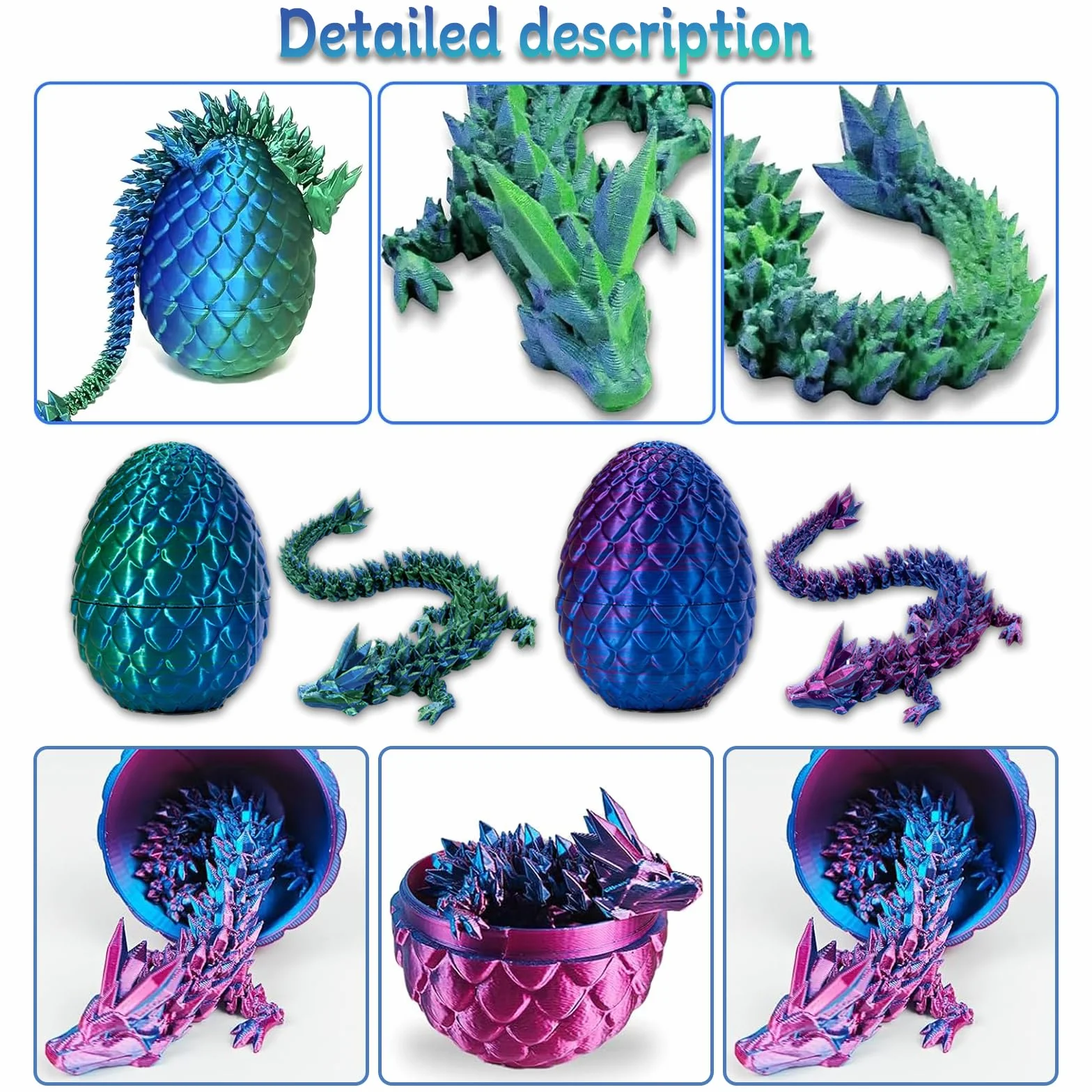 Dragón impreso en 3D Huevos de Pascua para niños Juguete de escritorio