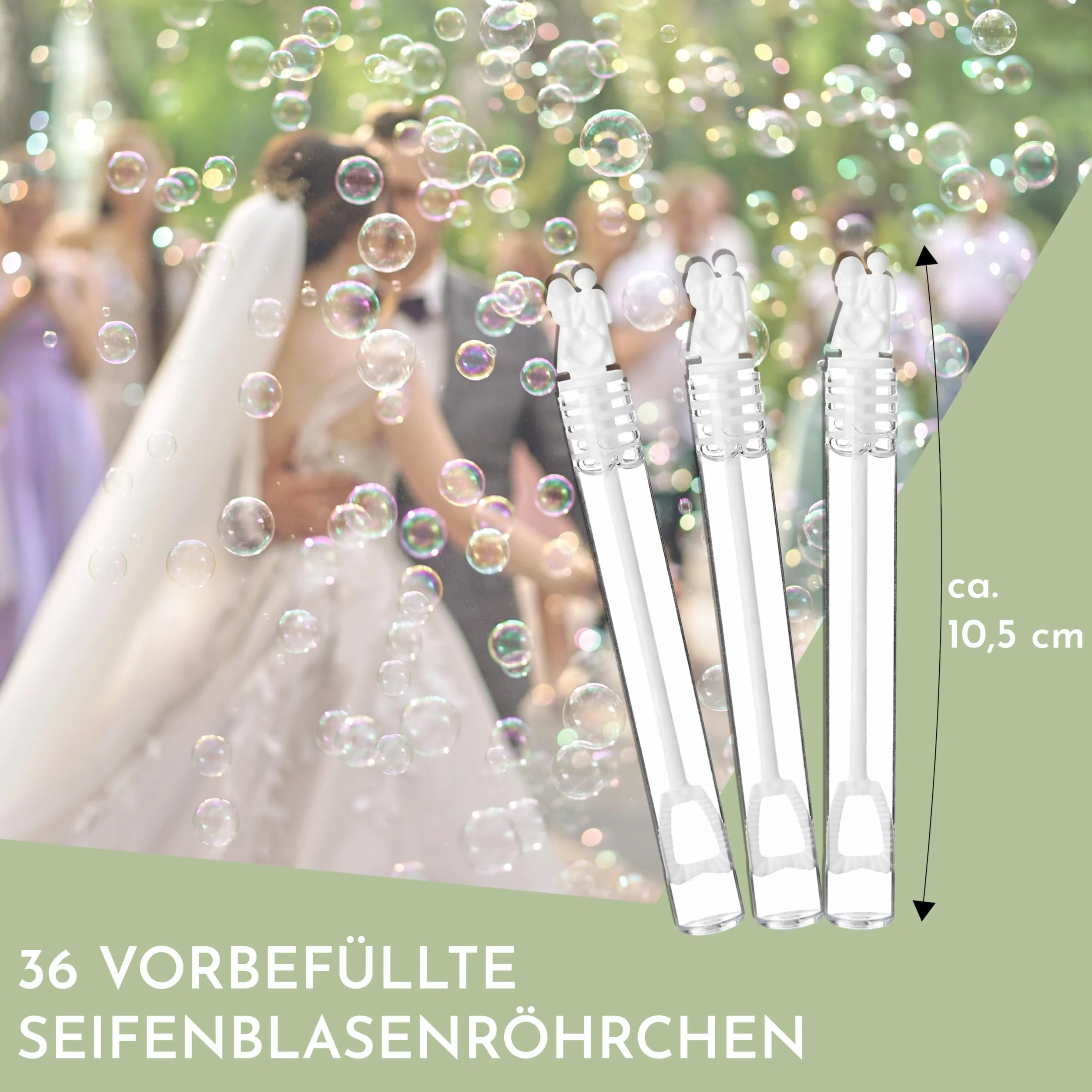 Juego de 36 pompas de jabón para bodas de Nordstern - Líquido para pompas de jabón con asa de novia y novio - como regalo para invitados y decoración para boda, boda de oro, compromiso