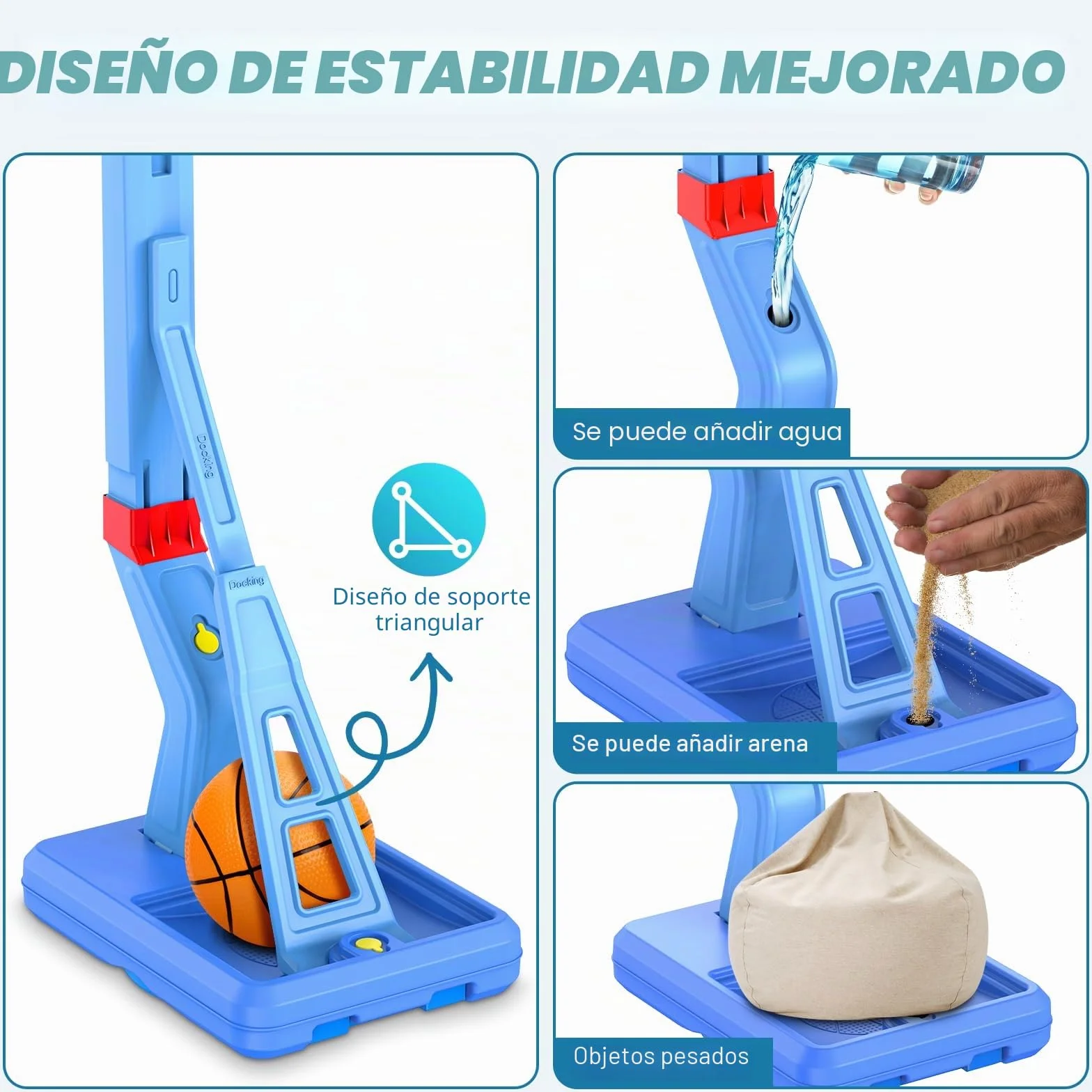 Canasta Baloncesto Infantil, Altura Ajustable 70-138 cm,Mini Canasta de Baloncesto para Interior y Exterior,Regalos Cumpleaños para niños de 3 a 8 años-Azul