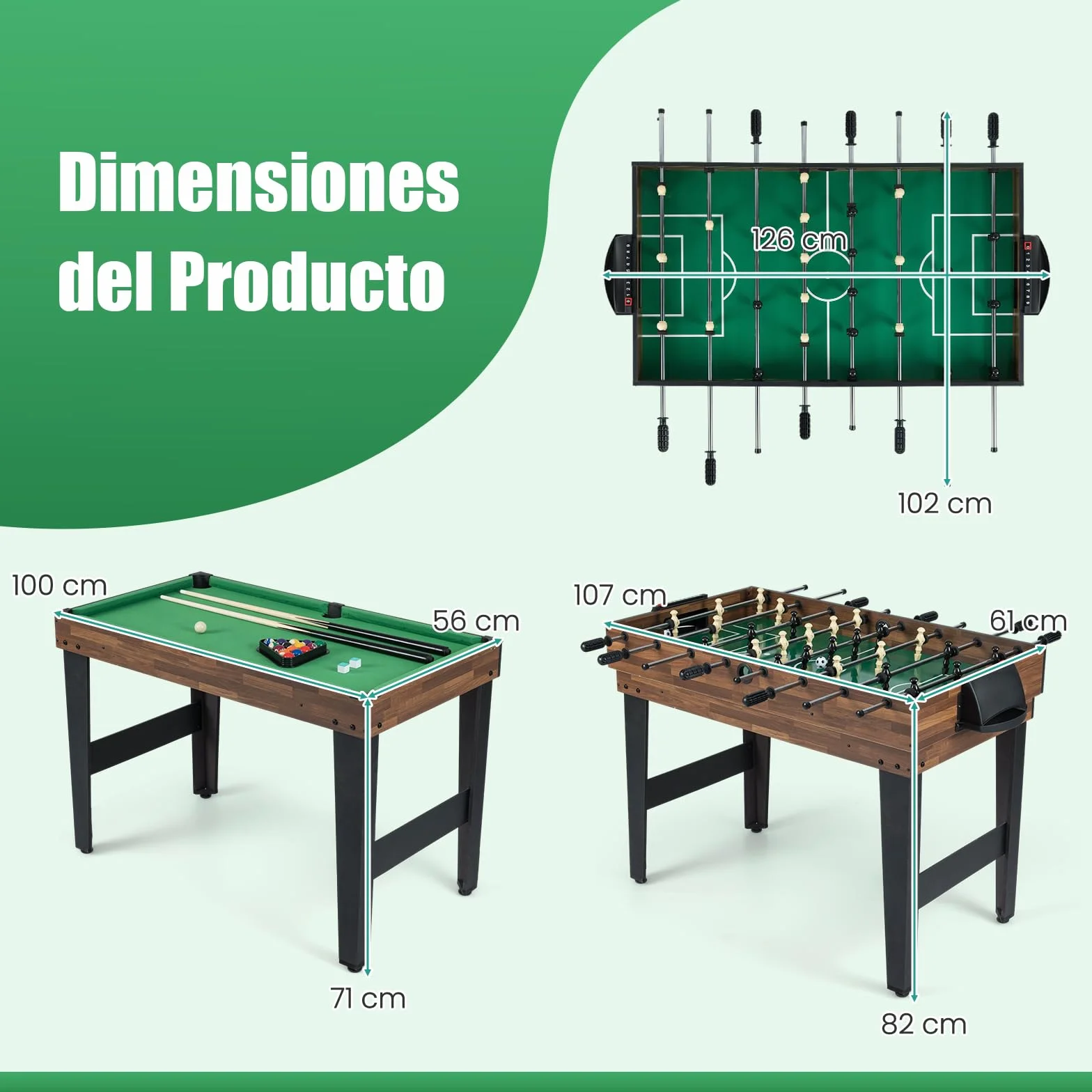 GOPLUS Mesa de Juegos 10 en 1, Mesa Multifuncional con Futbolín, Hockey de Aire, Billar, Ping Pong, Shuffleboard, Bolos, Ajedrez, Damas, Backgammon, Set Apilable para Hogar, Oficina, Bar