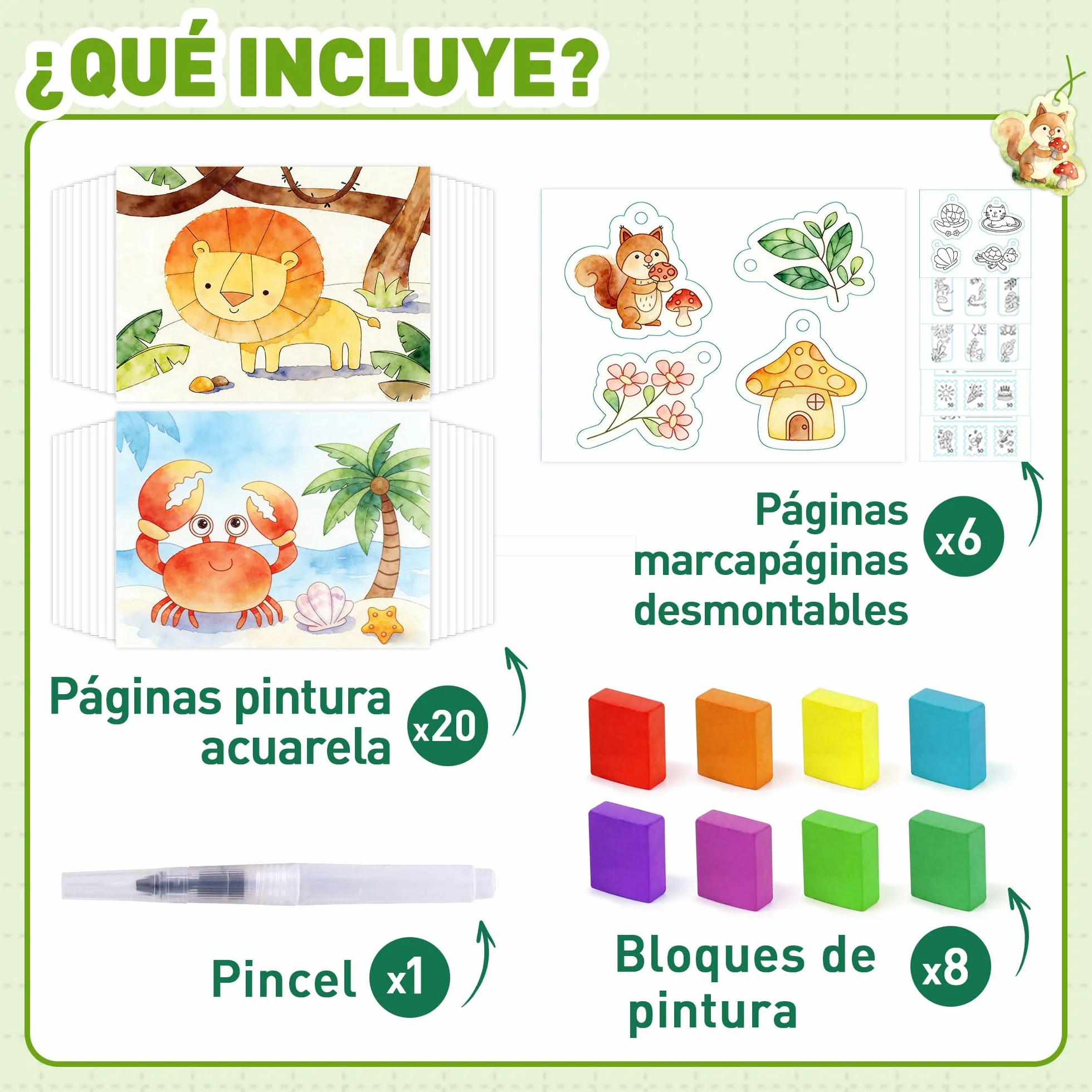 YPLUS Libro de Pintura con Agua para Niños 3-6 Años, Libro para Colorear Reutilizable con 8 Colores y Pincel de Agua, Juguete Creativo y Educativo, Regalo Infantil, Tema Animales