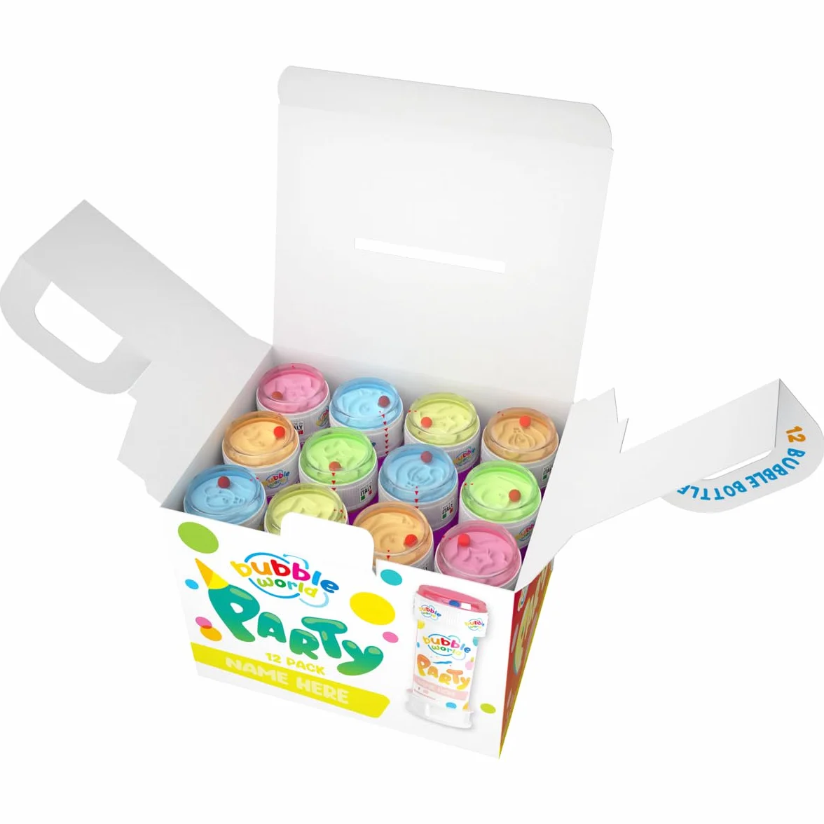 Bubble World Party Pack - 12 tubos 60 ml burbujas de jabón, a partir de 3 años