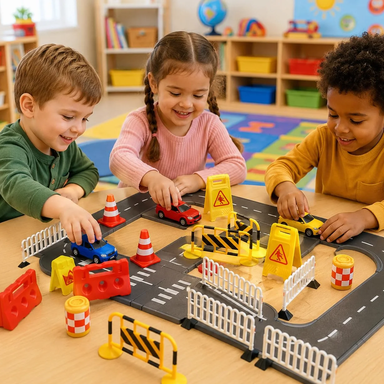 Garneck Juego de mini señales de tráfico para – Juego de 14 juguetes con conos de tráfico – obras y señales de carretera – Juguete educativo para la educación creativa y vial
