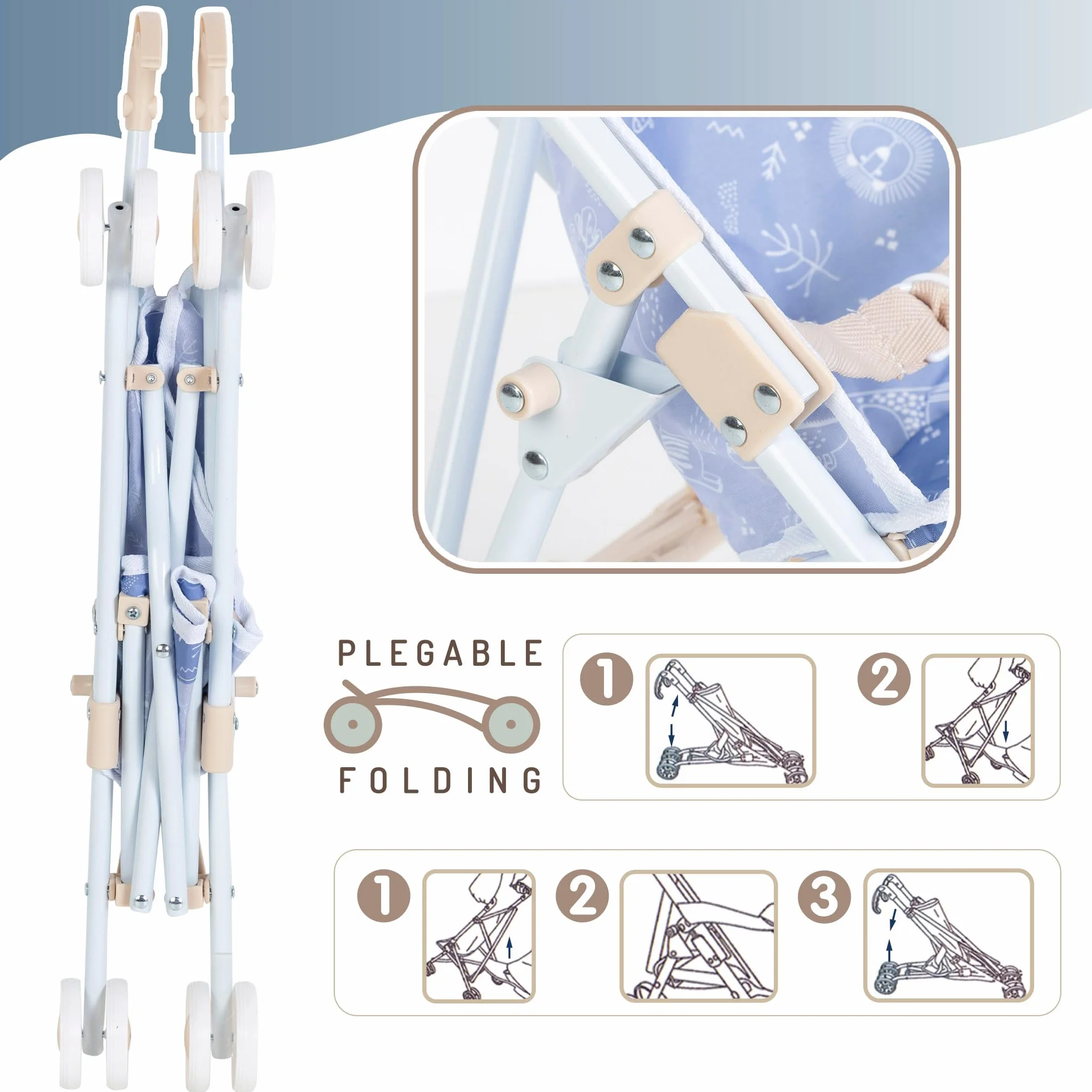 COLORBABY 44923 CBToys Silla Plegable Estilo bebé, Azul, 25x40,5x55,5 cm