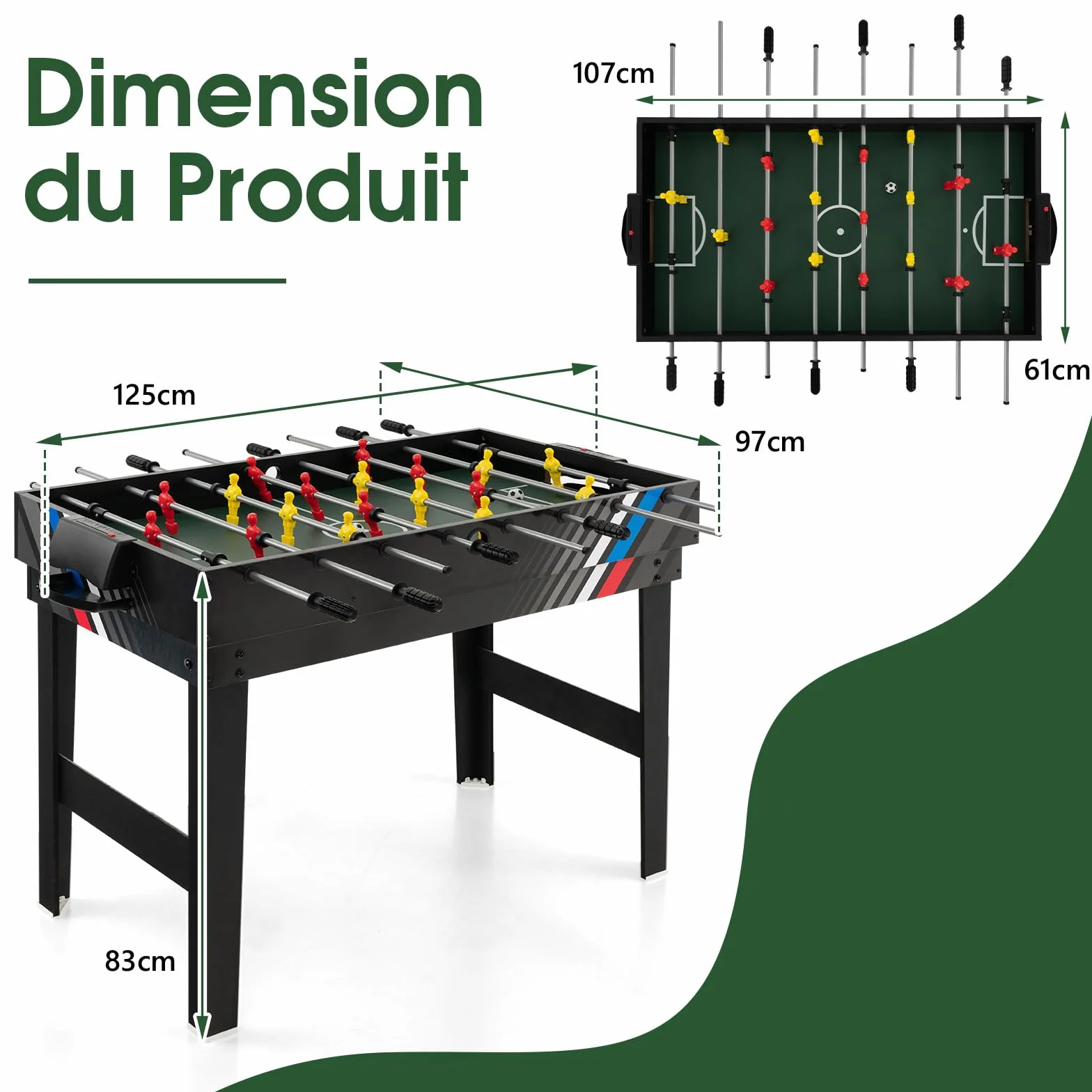GOPLUS 4 en 1 Juegos de Mesa Adulto y Niño, Mesa Multijuegos de Fútbolin, Hockey, Ping-Pong, Billar, 125 x 97 x 83 cm，2-4 Juegos Interactivos para Hogar, Fiesta, Negro