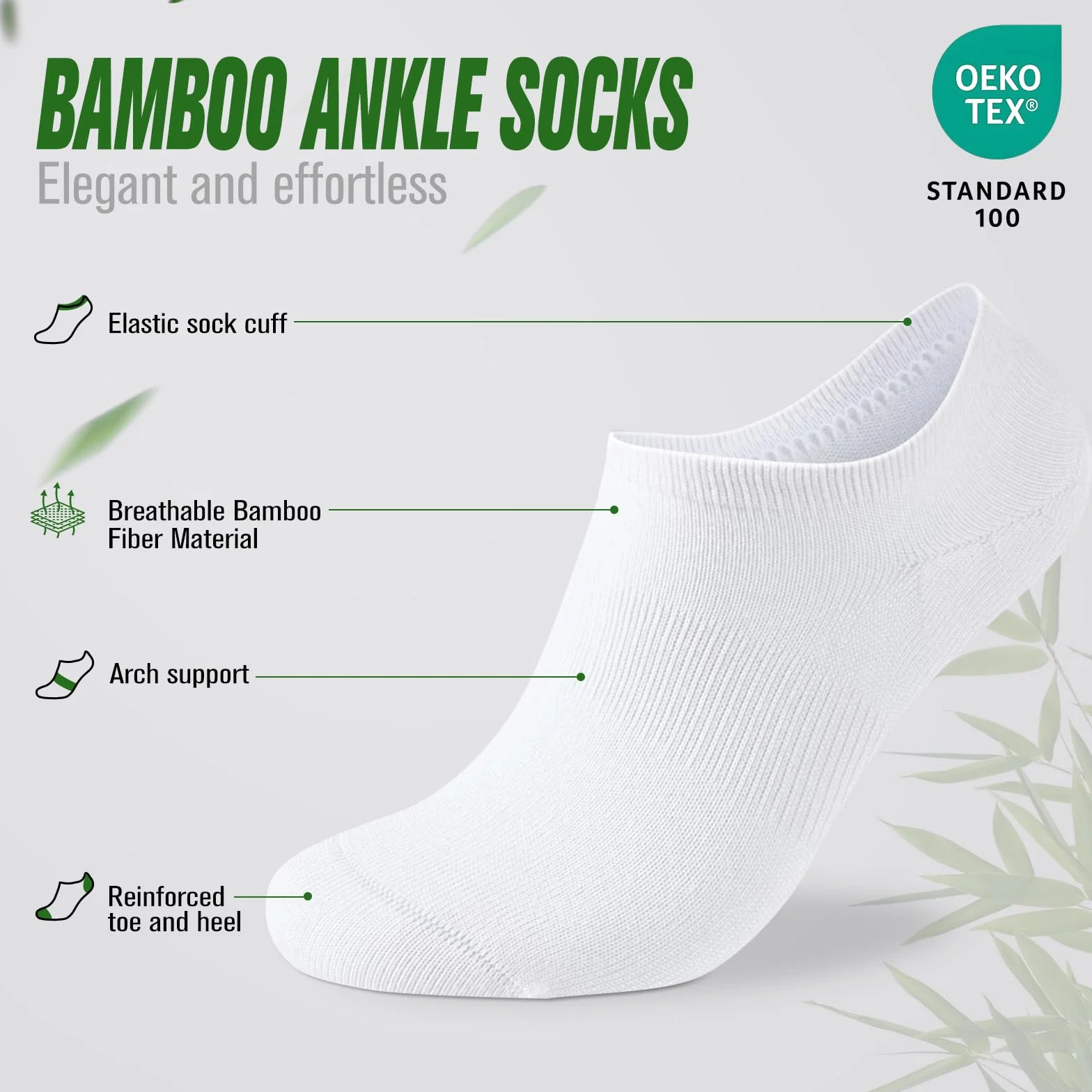 Calcetines Invisibles de Bambú 6 Pares, Unisex Transpirables con Silicona Antideslizante, Talla 35-50