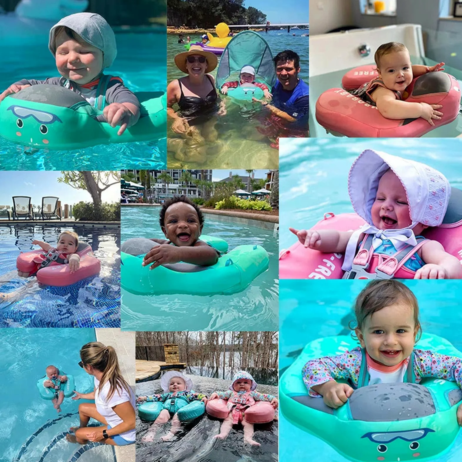 Flotador para Bebé Flotadores Infantiles para Piscina | Flotador Estable con Sombrilla Protectora Solar para Viajes y Verano en Playa o Lago, para Bebés de 3 a 24 Meses