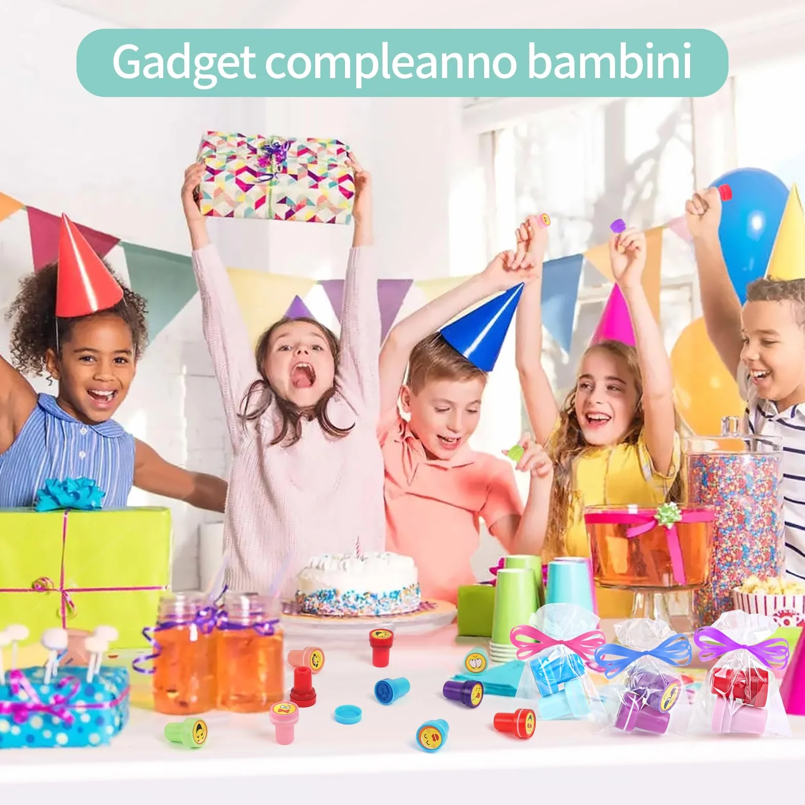 Gudotra 36pcs Sellos para Niños Sellos de Entintado Niños Favor de Fiesta Infantil Regalo de Cumpleaños Cajas de Sorpresas (Emoji)