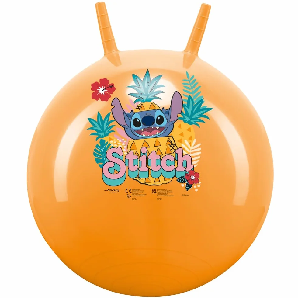 COLORBABY Pelota hinchable saltarina Disney Stitch 45 cm con asas ergonómicas, diseño oficial, juguete activo y seguro para niños a partir de 3 años (48438)