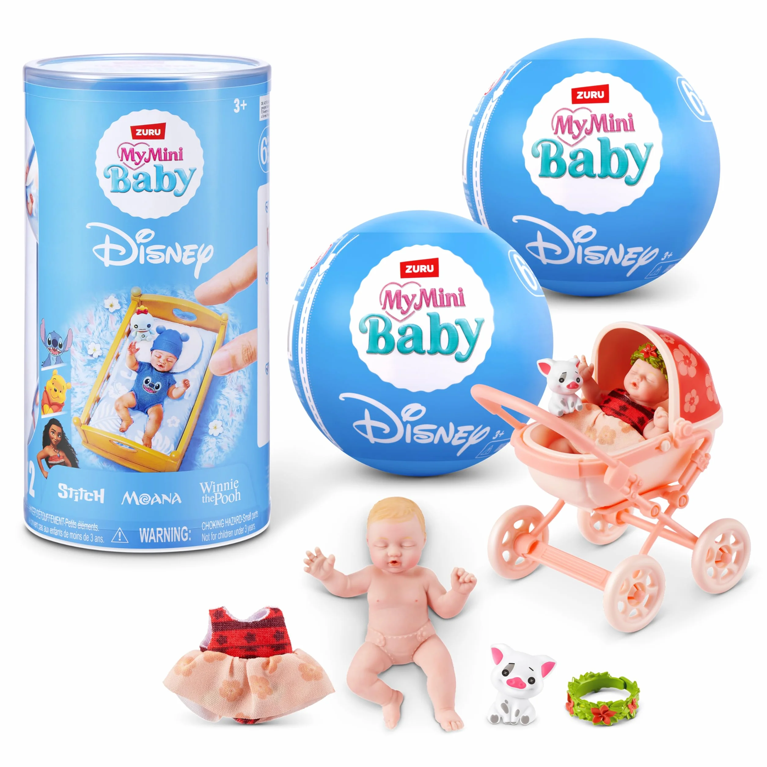 My Mini Baby Disney Series 1 2 Pack de ZURU – Muñeca Bebé Disney Coleccionable en Cápsula Misteriosa con Accesorios, Juguete Miniatura Realista para Niñas de 3+ Años