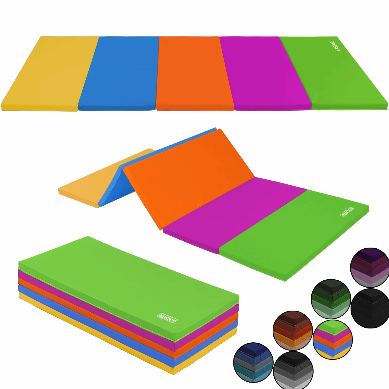 ALPIDEX Esterilla de gimnasia plegable 185 x 78 x 3,2 cm colchoneta de ejercicio suelo deportiva