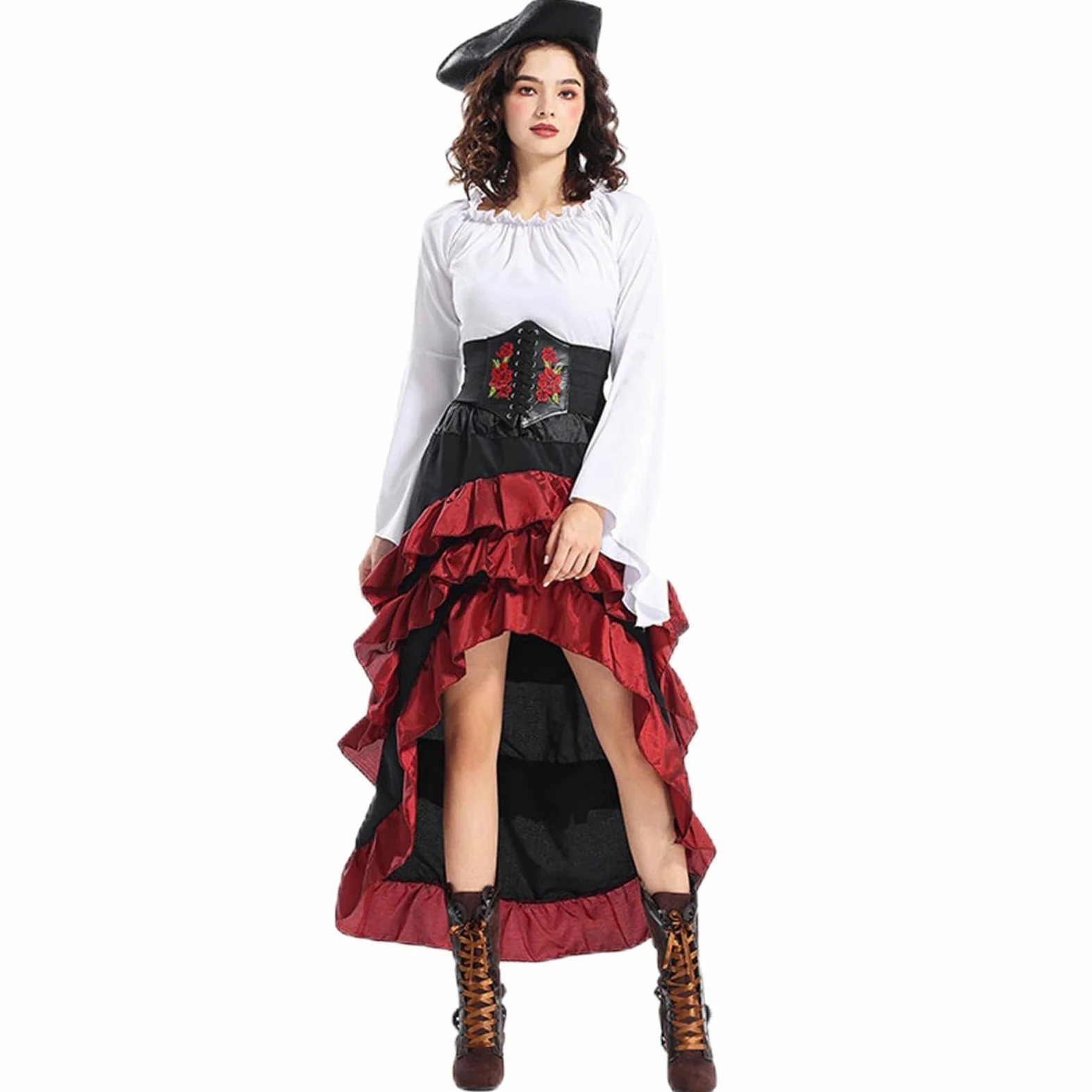 Disfraz de Halloween Océano Medieval Túnica Volantes Hoja Vestido Cos Disfraz
