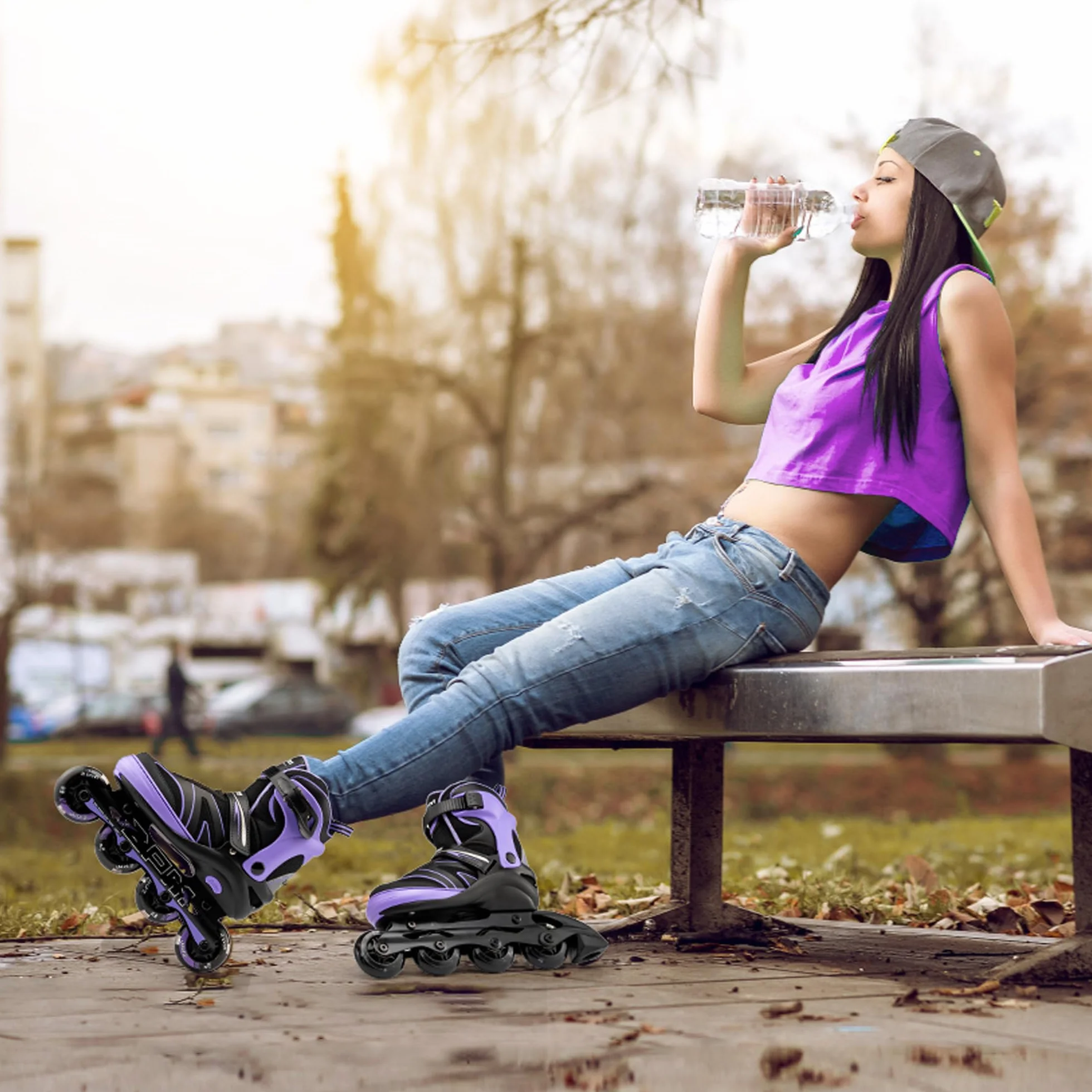 2PM SPORTS Regulable Patines en línea para niños y niñas con Ruedas de PU 82A