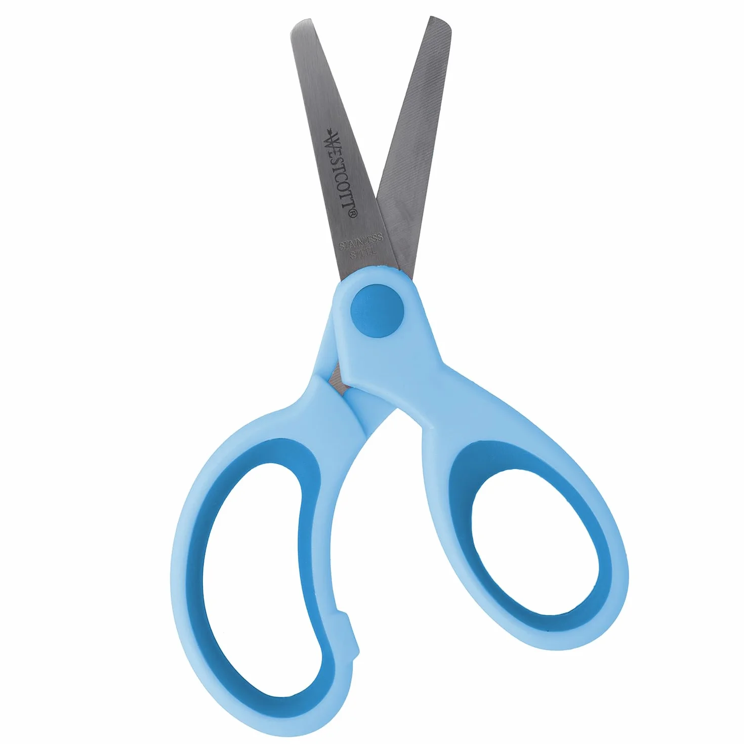 Westcott Tijeras para niños Softgrip azules para diestros | Mango ergonómico para niños en edad preescolar | 13 cm (5") ideales para manos infantiles | Punta redondeada | E-21581 00