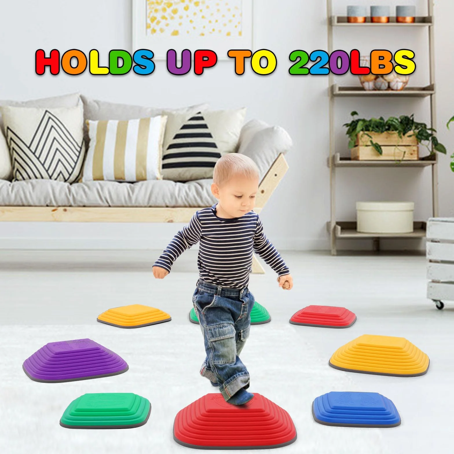 8 Piedras de Equilibrio para Niños,Piedras Apilables Antideslizante, Que Fomentan el Equilibrio y Habilidades Motoras en Niños, Curso de Obstáculos,Equipo de Juego para Jnteriores y Exteriores