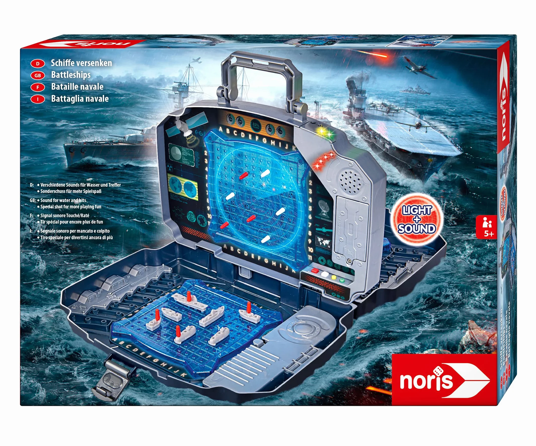 noris 606104435 Light & Sound - Batalla Naval, Juego de acción para Toda la Familia, a Partir de 5 años