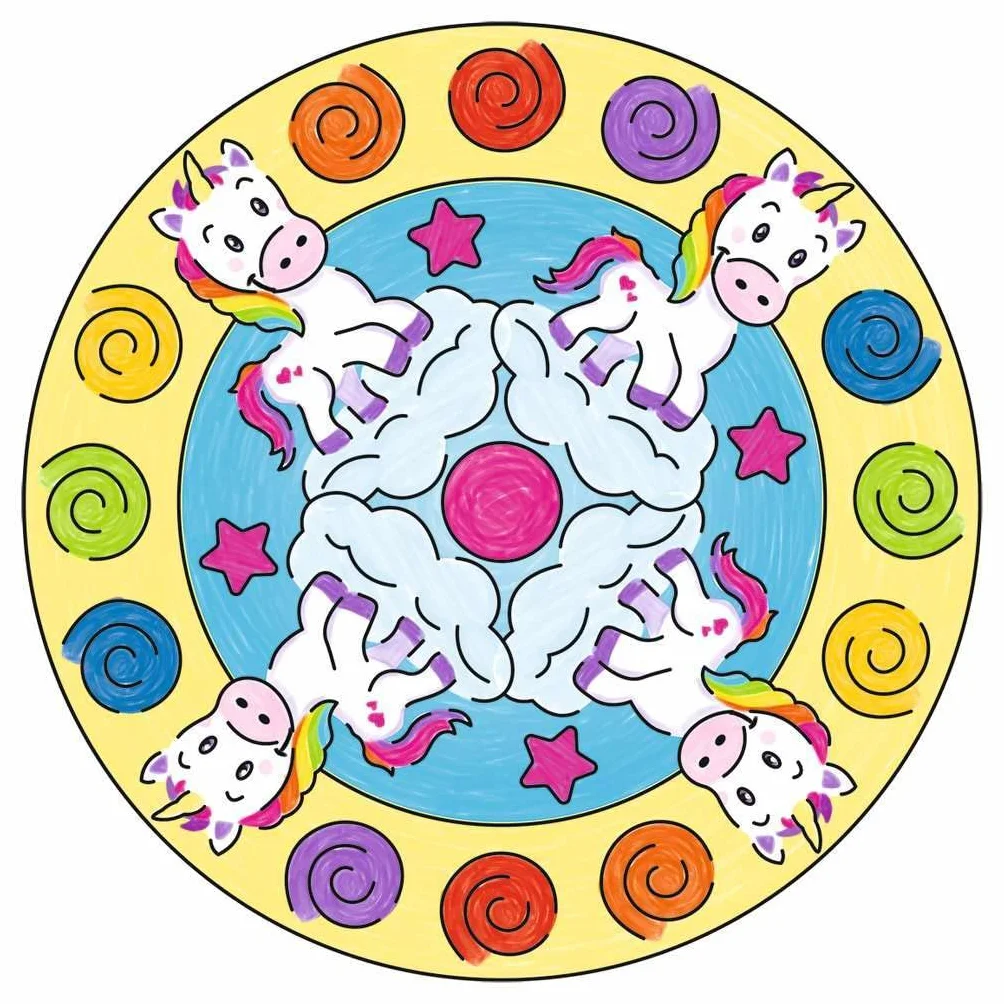 Ravensburger- Mini Mandala Designer Unicorn, Manualidades y Pintura, Color Blanco (29704)