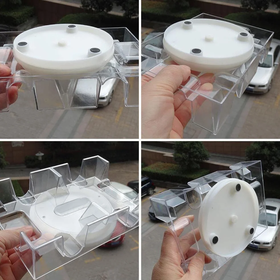 Bandeja giratoria de 2 cubiertas/6 cubiertas, giratoria suave de 360 grados, bandeja de cartas de juego, práctico titular de cartas, organizador de juegos de cartas transparente