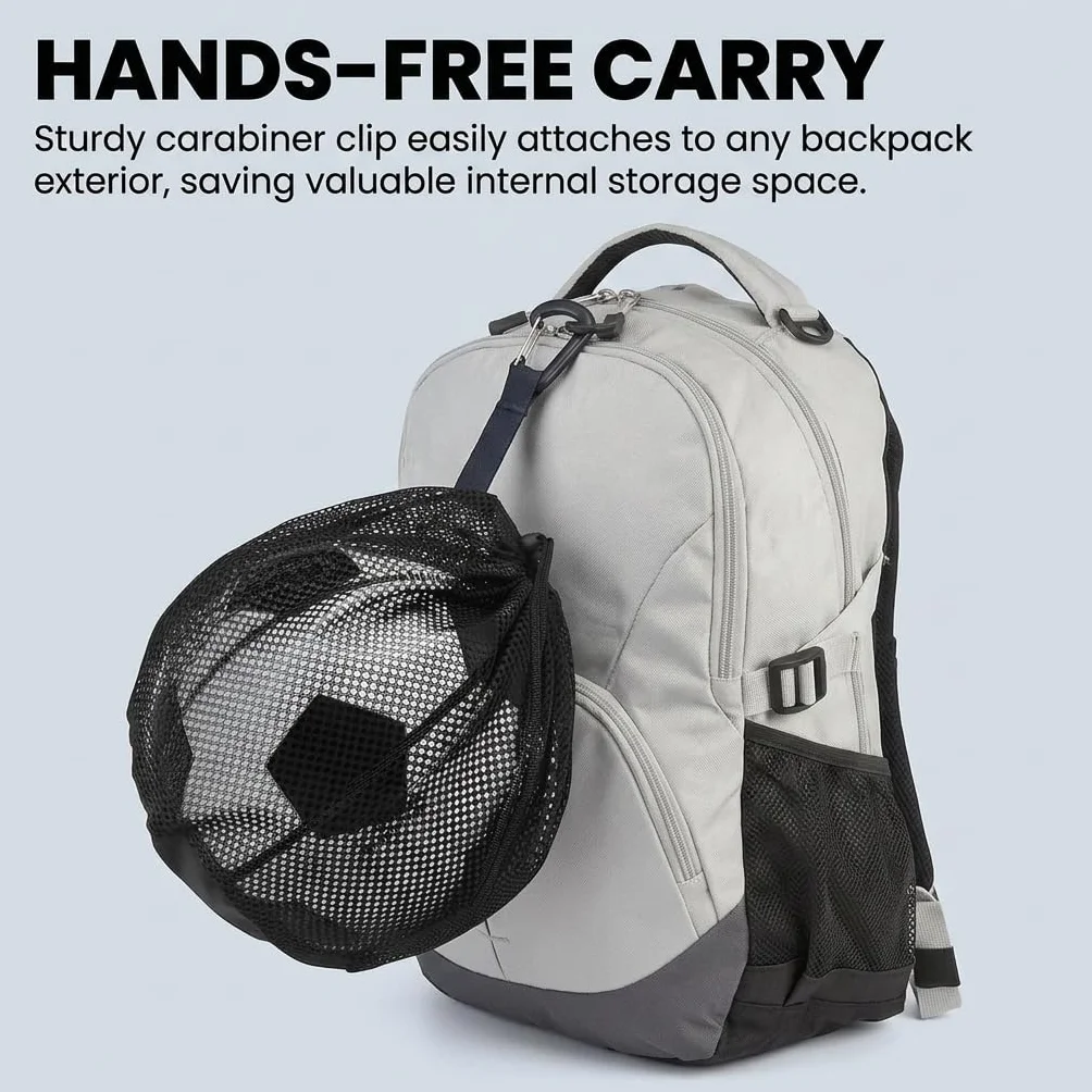 Bolsa Red para Baloncesto Futbol Voleibol con Cordon Ajustable, Gancho para Colgar, Transpirable y Portatil
