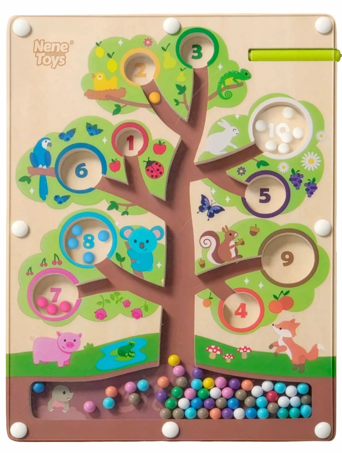 Nene Toys Laberinto Magnético de Colores y Números – Juego Montessori de Madera – Juguete Educativo de Motricidad Fina 2 3 4 5 Años – Tablero Magnético de Viaje – Regalo para Niños y Niñas