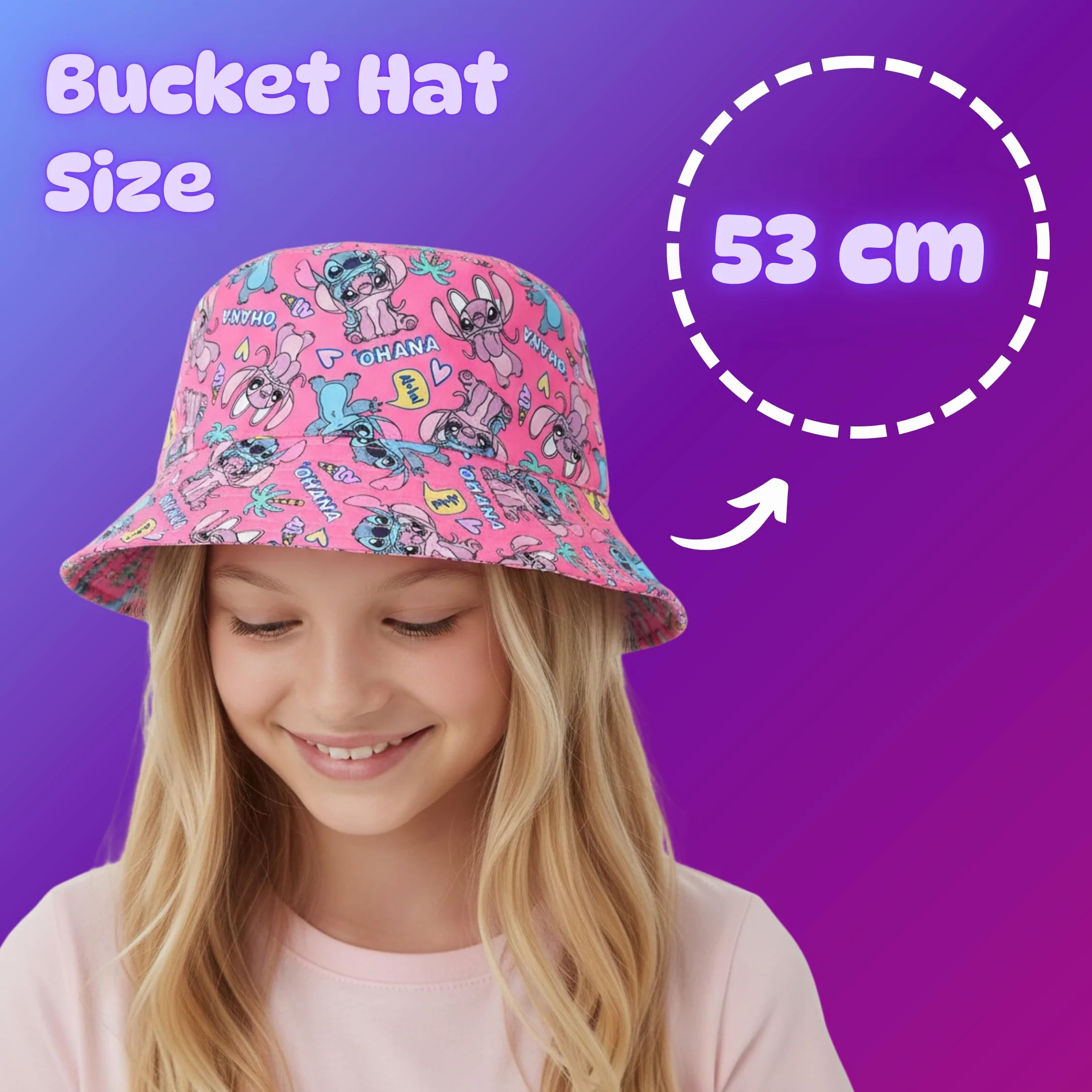 Disney Stitch Gorro para Niñas Ohana Angel Gorra de Pescador Verano Infantil