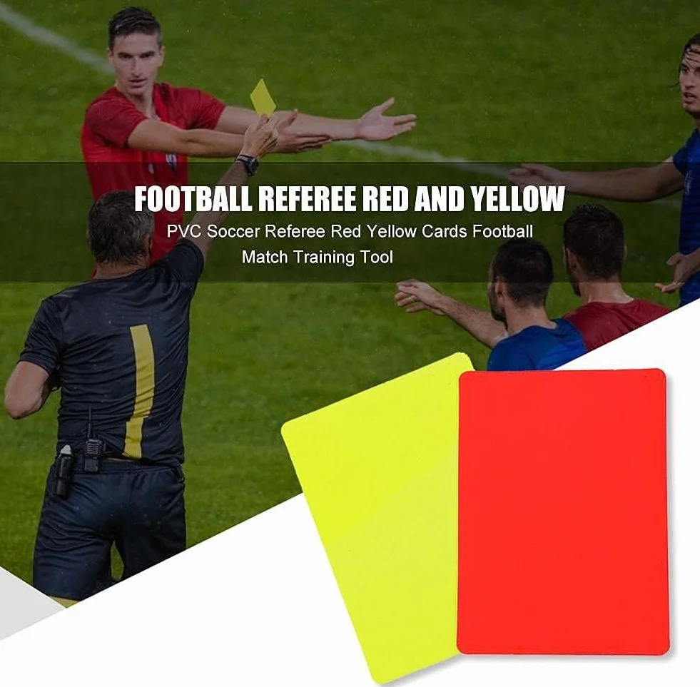 Juego de Tarjetas de Árbitro Deportivo de Fútbol - Tarjeta Roja PCV y Amarilla con Bolígrafo
