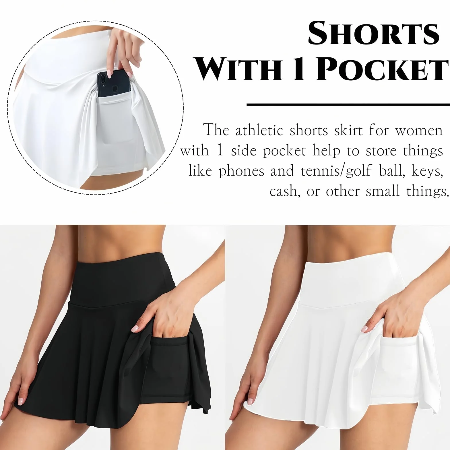 SamHeng Falda de Tenis para Mujer Plisada con Shorts y Bolsillos Skort