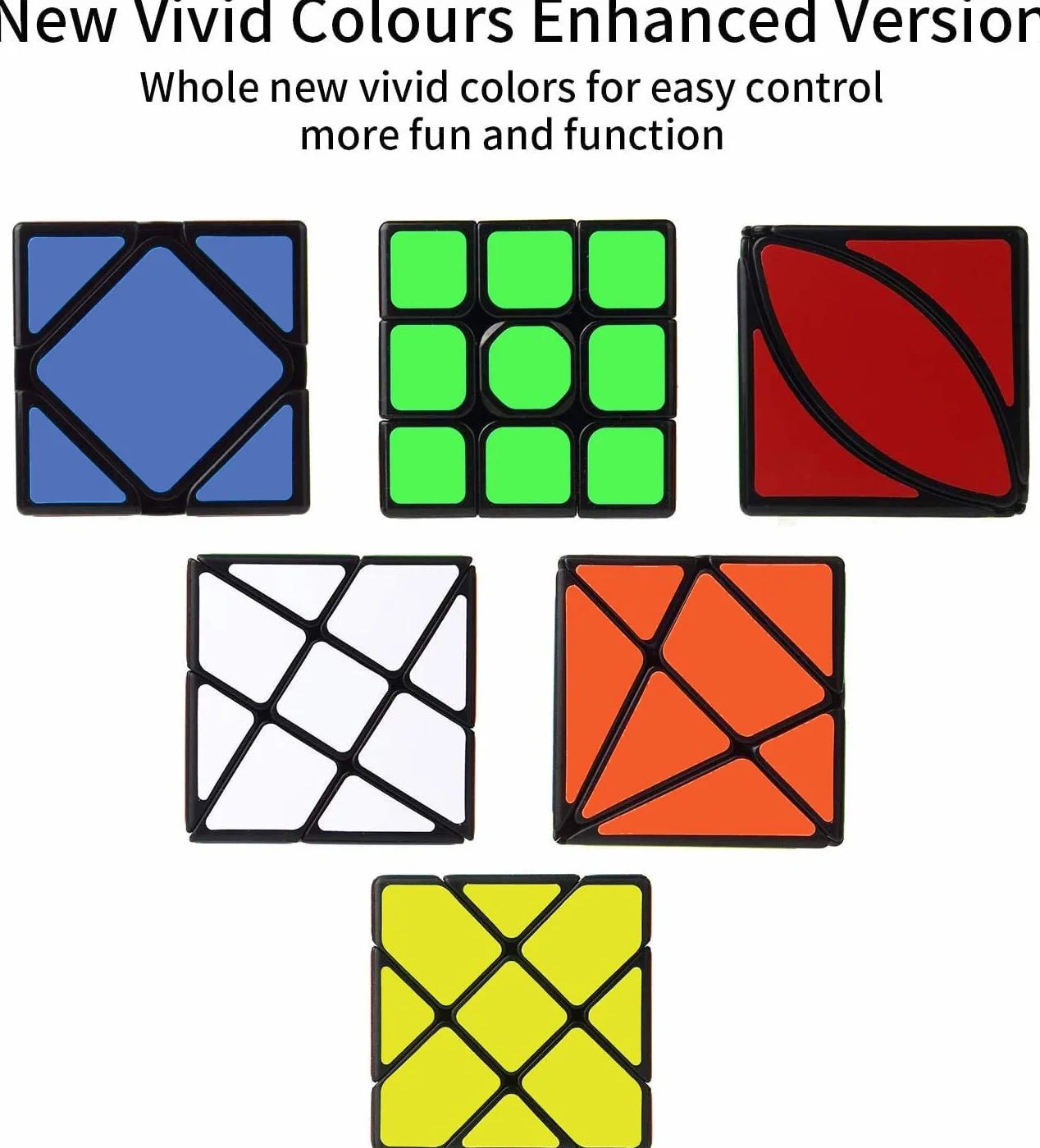 ROXENDA Cubos de Velocidad, [Paquete de 6] Speed Cube Set - Skew Axis Windmill Fisher Ivy 3x3x3 Speed Cube Smooth Magic Cubes Colección de Rompecabezas