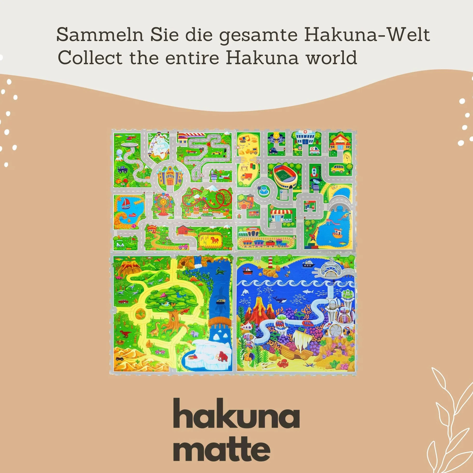Alfombra Puzzle Infantil Coches 1,2 x 1,2m 16 Piezas Interconectadas Gruesa EN-71 Sin Olor