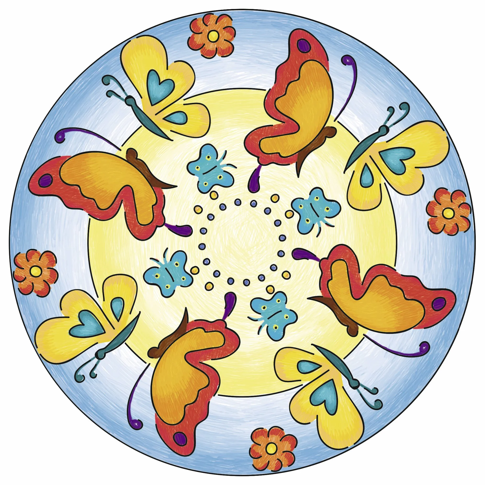 Ravensburger - 29809 - Pintura En el número - Flores y Mariposas 2 En 1 Mandala