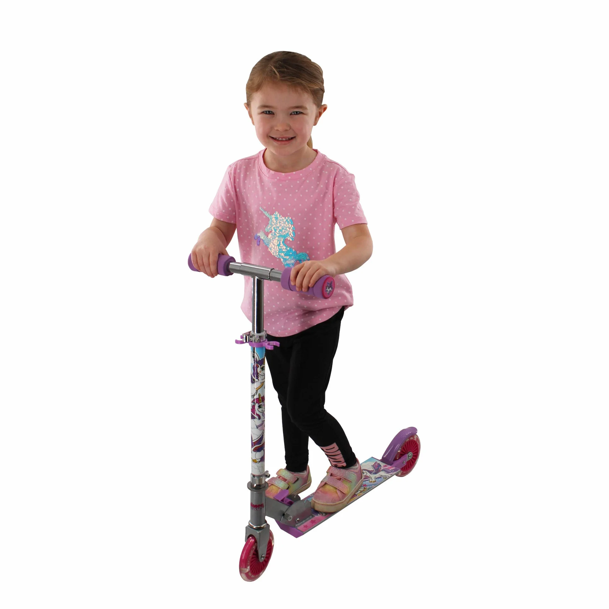 Ozbozz SV13988 Unicorn Scooter con 2 Ruedas iluminadas, 4-11 años, manillar ajustable, Multicolor