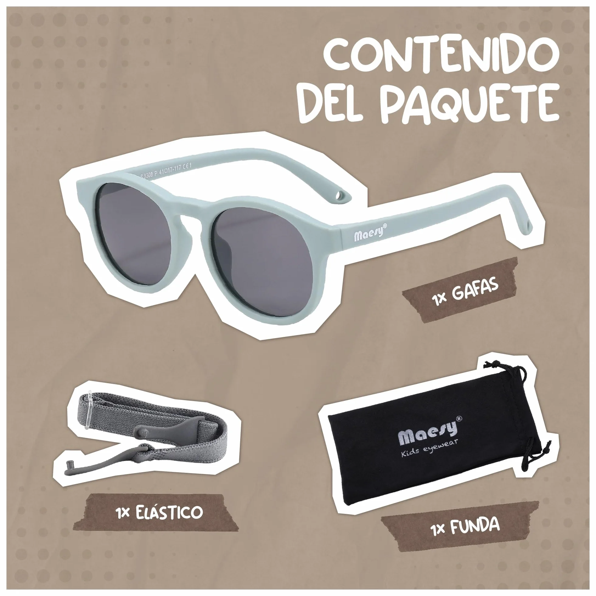 Gafas de Sol Polarizadas UV400 para Bebé y Niño 1-3 Años Montura Flexible Bowi