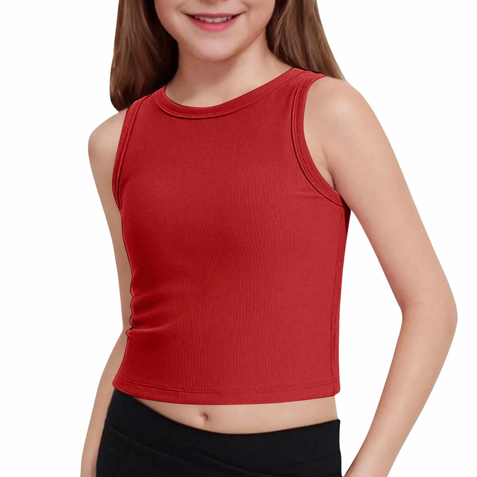 Camiseta Niñas Tirantes Punto Acanalado Yoga Verano Deportivo Fitness Color Vivo