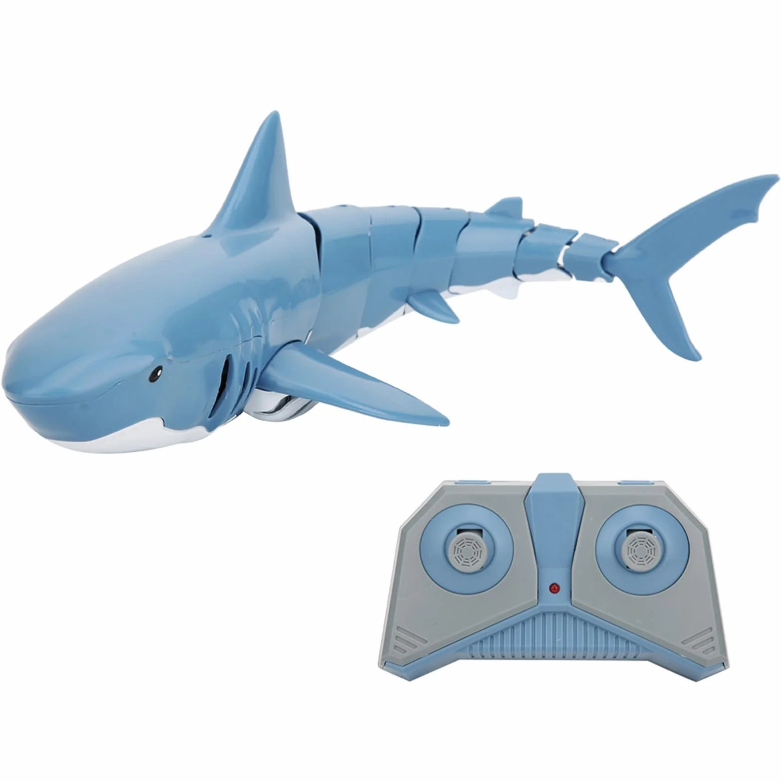 Juguete tiburón teledirigido 2.4G RC Simulación tiburón Juguetes de buceo Juguetes acuáticos teledirigidos recargables por USB Juguete flotante para niños (Azul)