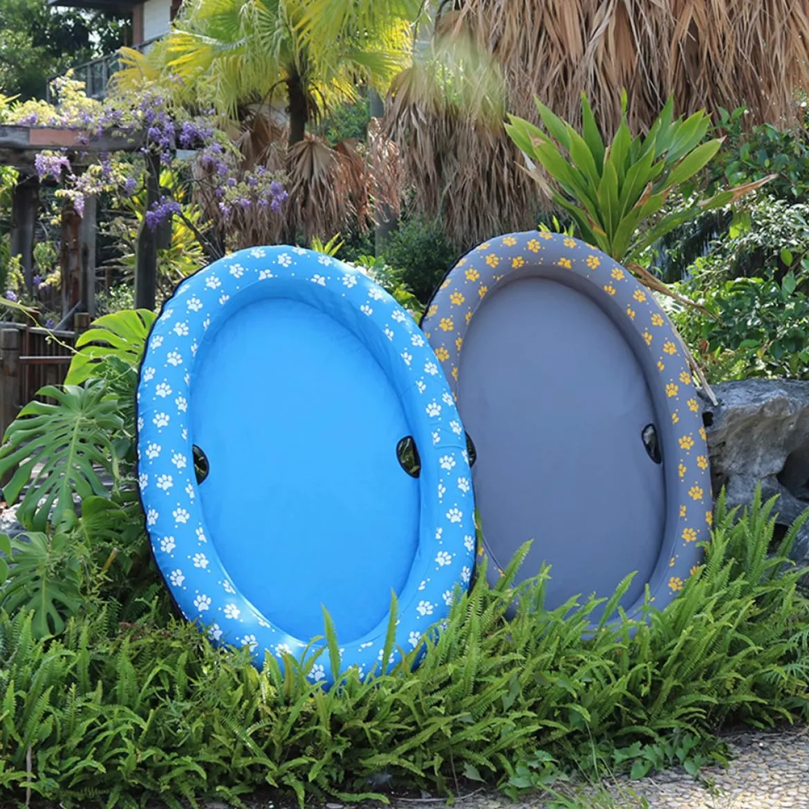 Colchón Flotante Inflable para Mascotas Azul, Portátil y Plegable | Oxford y Pvc, para Perros y Otros Animales, Uso en Piscina o Estanque, Accesorios Aleatorios