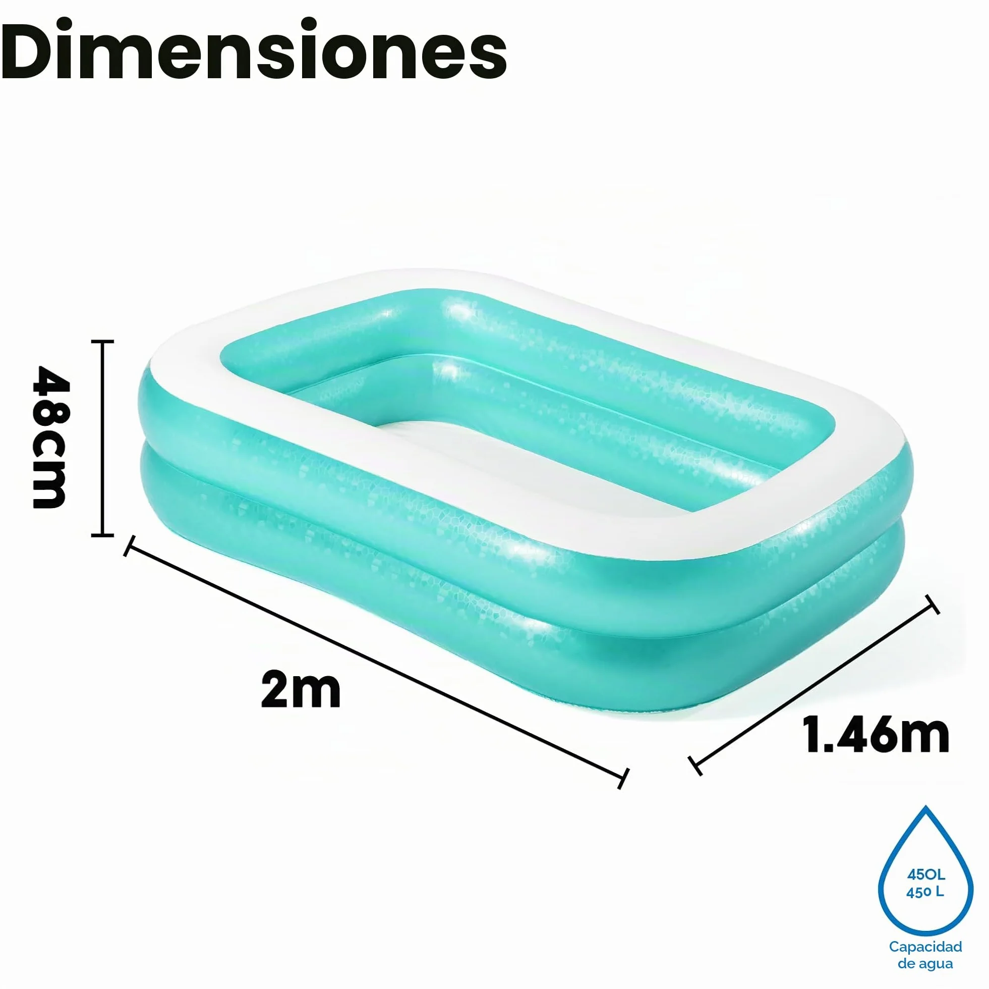Bestway 54150 Family - Piscina Hinchable para niños, 200 x 146 x 48 cm, Color Azul