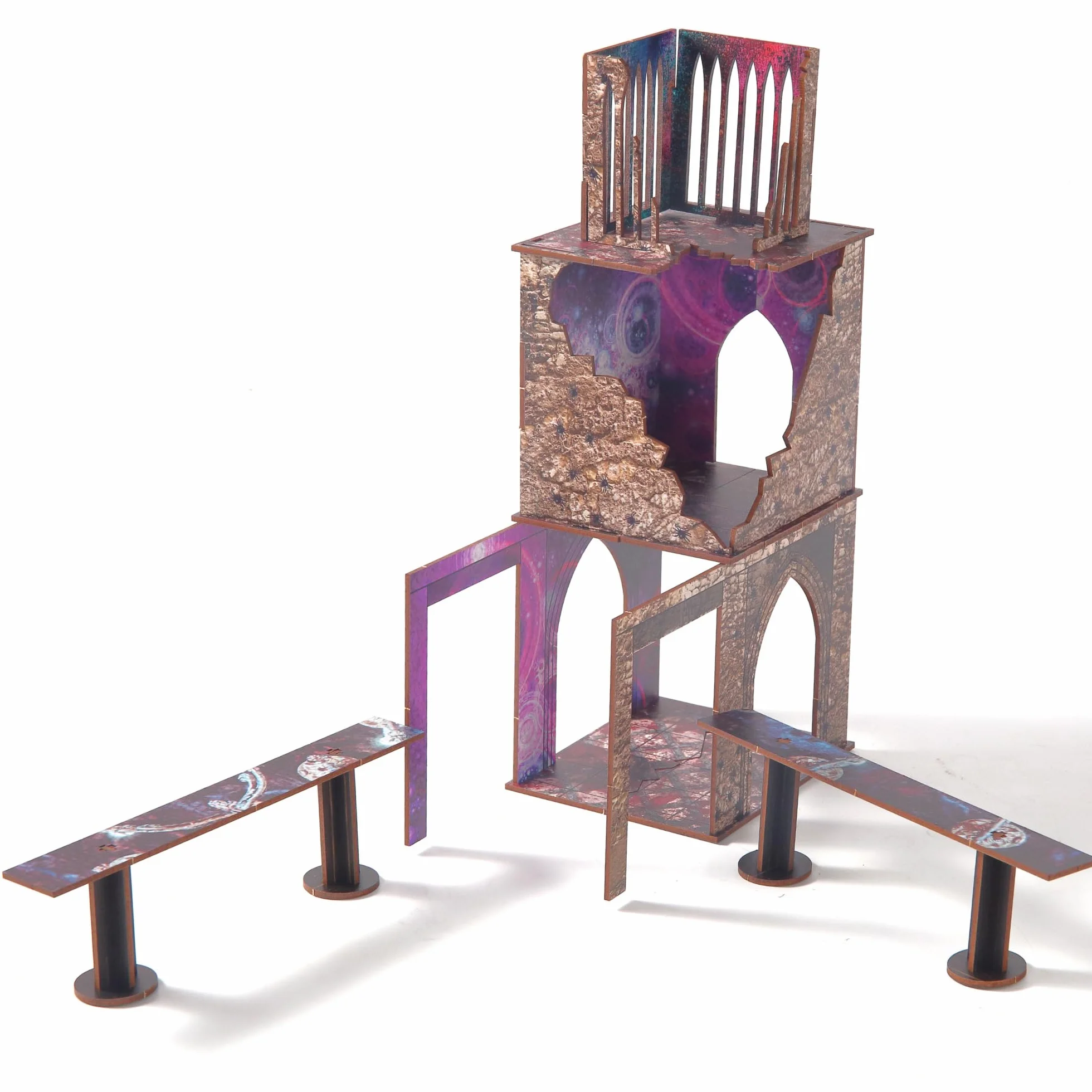 Epic-Juego de Terreno Desmontable de construcción en ruinas y Puentes para WH40K D&D Pathfinder de 28 mm, Accesorios modulares de Juego de Guerra TTRPG en Miniatura para batallas de Mesa Que mejoran