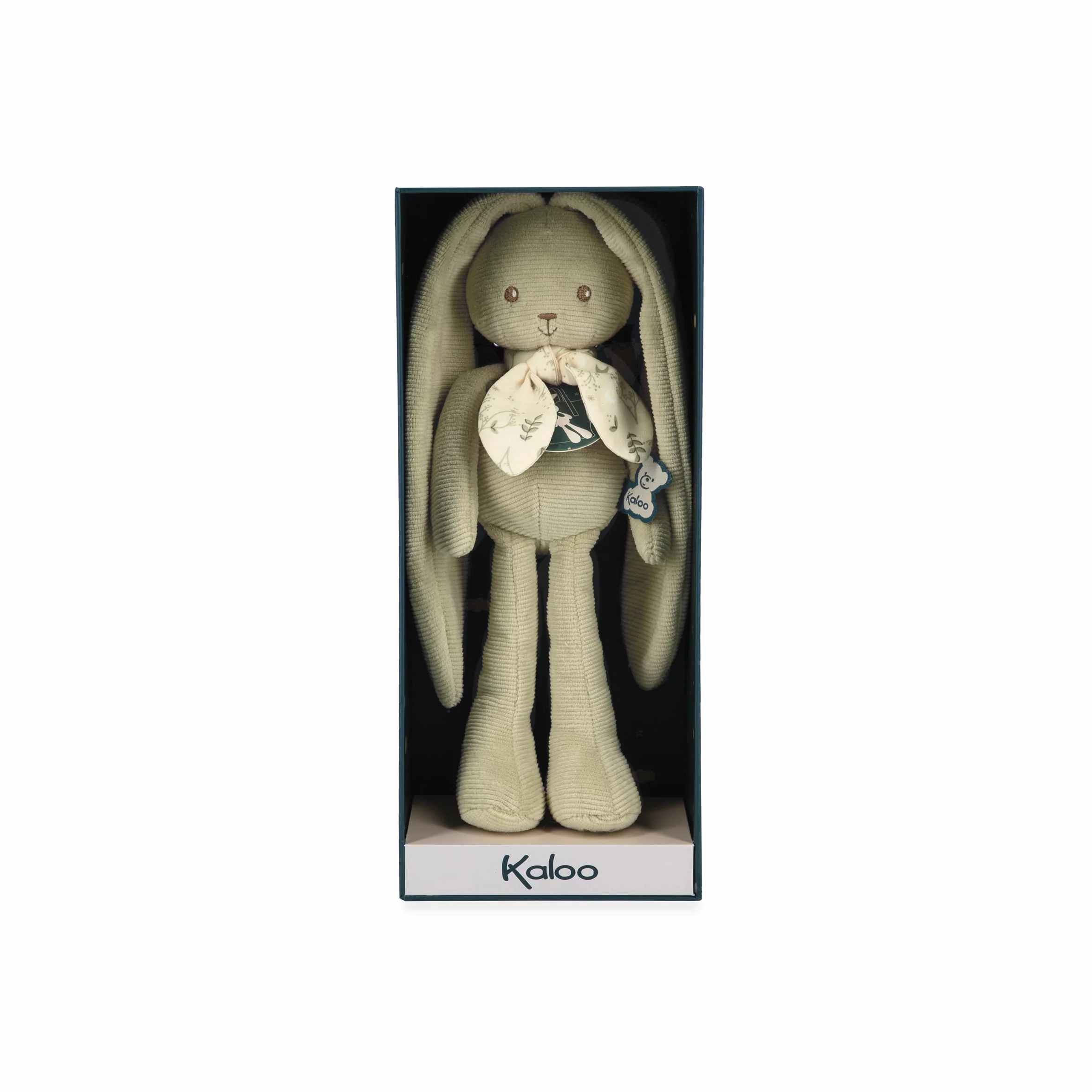 KALOO Lapinoo Muñeco Conejo Verde Peluche Pequeño 25 cm Tejido Muy Suave Caja de Regalo