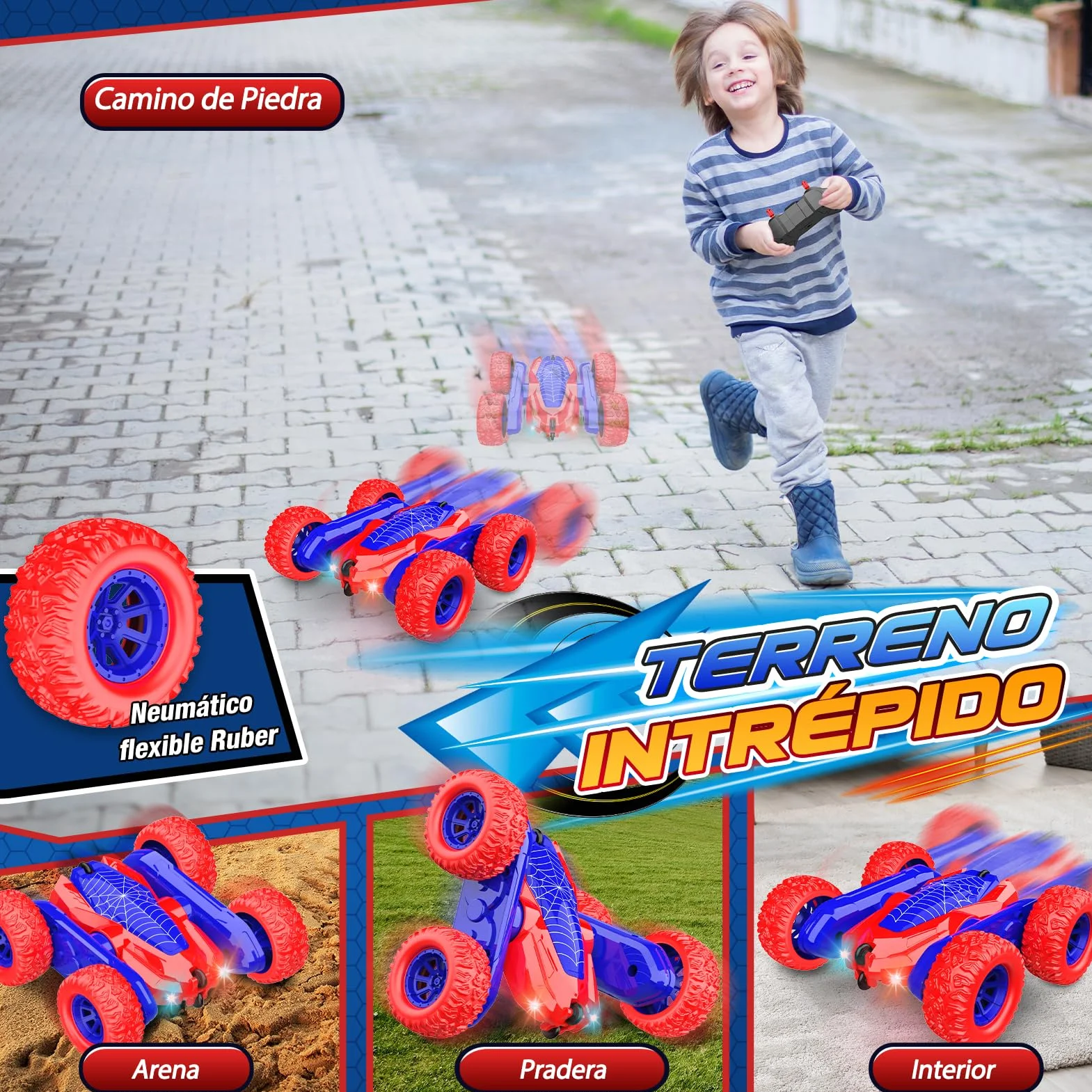 Dreamlandia Coche Teledirigido Acrobático 360° 2.4Ghz 4WD RC Car Juguetes Niños 3-8 Años