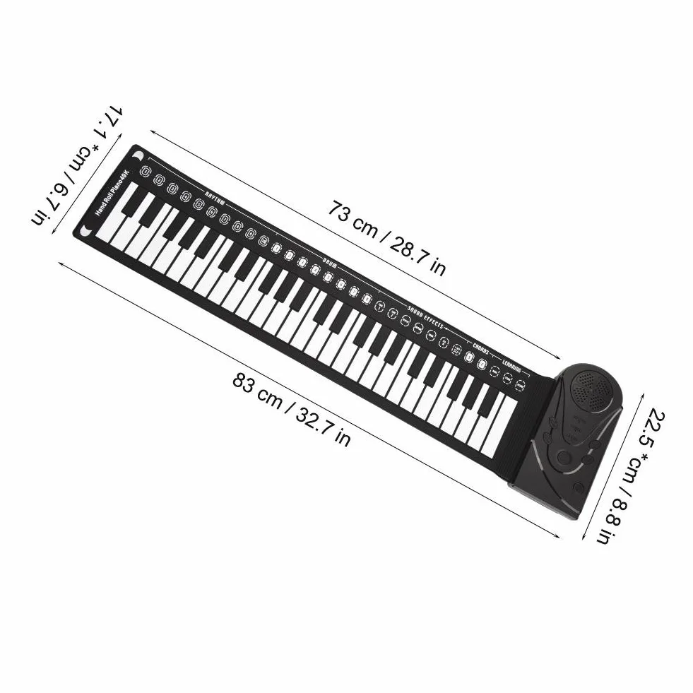 Teclado electrónico, 49 teclas portátil, piano roll-up compacto, fácil de usar, diseño ligero, para niños principiantes, entretenimiento familiar, aprendizaje musical