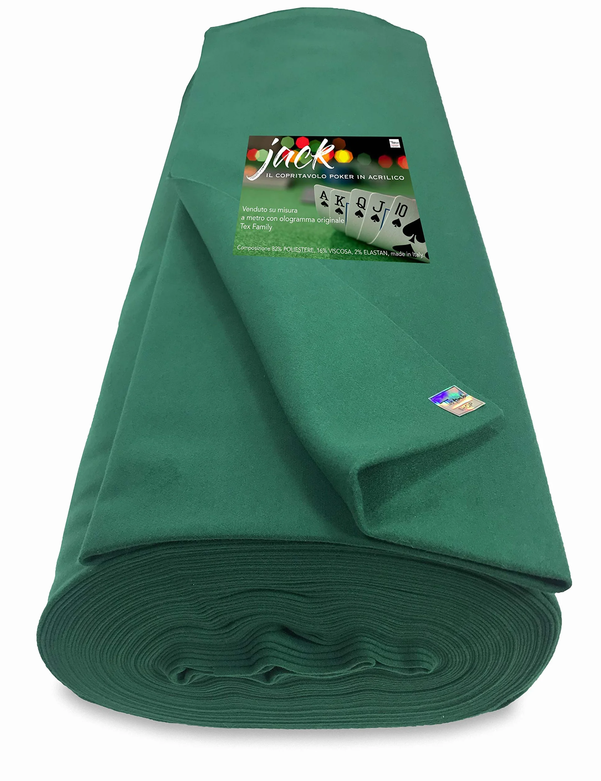 Mantel de mesa paño Jack juego de cartas póquer acrílico verde por metro a medida H. 150 cm con holograma