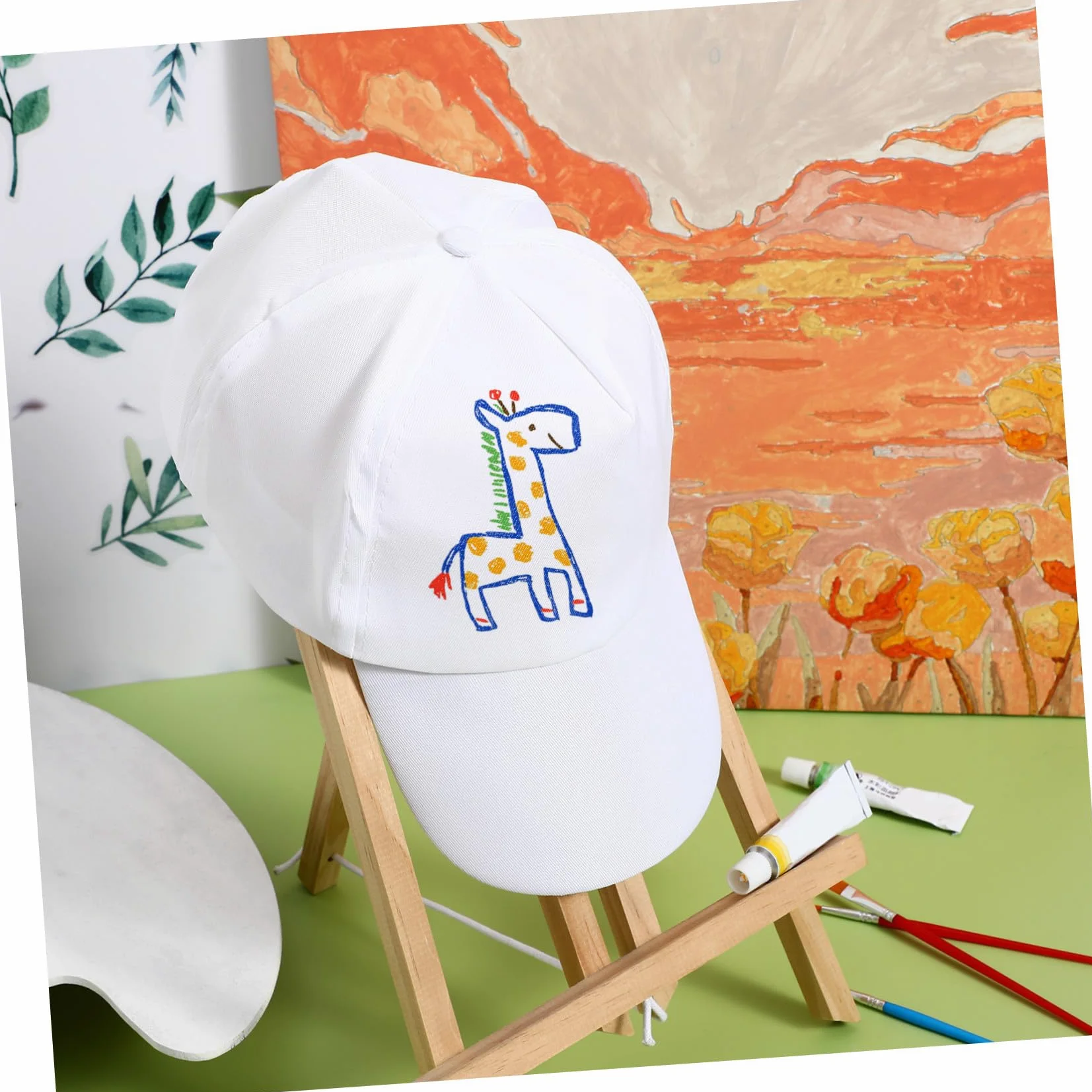 TOYANDONA Sombrero para Niños de Algodón Blanco, 10 Piezas, Visera Ligera y Resistente, Adecuado para Pintar y Actividades Creativas