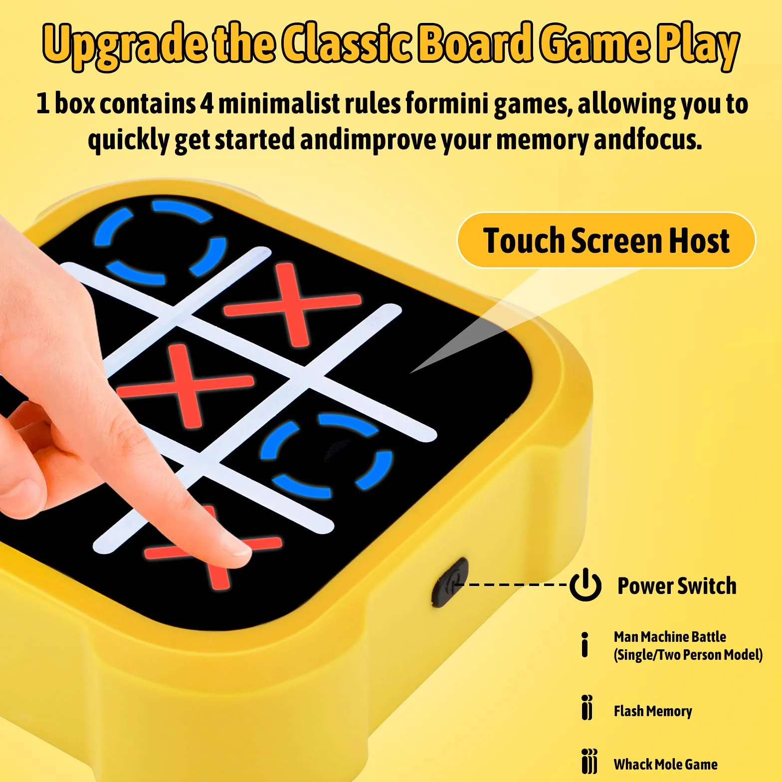 Electrónico Tic Tac Toe Bolt, Juego de Viaje Portátil 3 en 1 Para Niños, Educación y Crecimiento de la Memoria, Juego Familiar Clásico Para Padres e Hijos en Interiores (A)